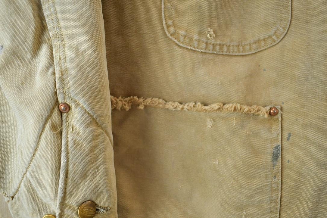 Vintage 1980s Distressed Carhartt Blanket Lined Chore Coat Men's M - Image 6