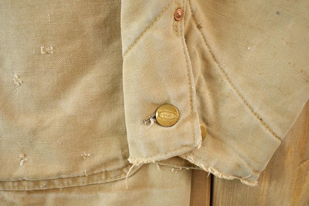 Vintage 1980s Distressed Carhartt Blanket Lined Chore Coat Men's M - Image 7