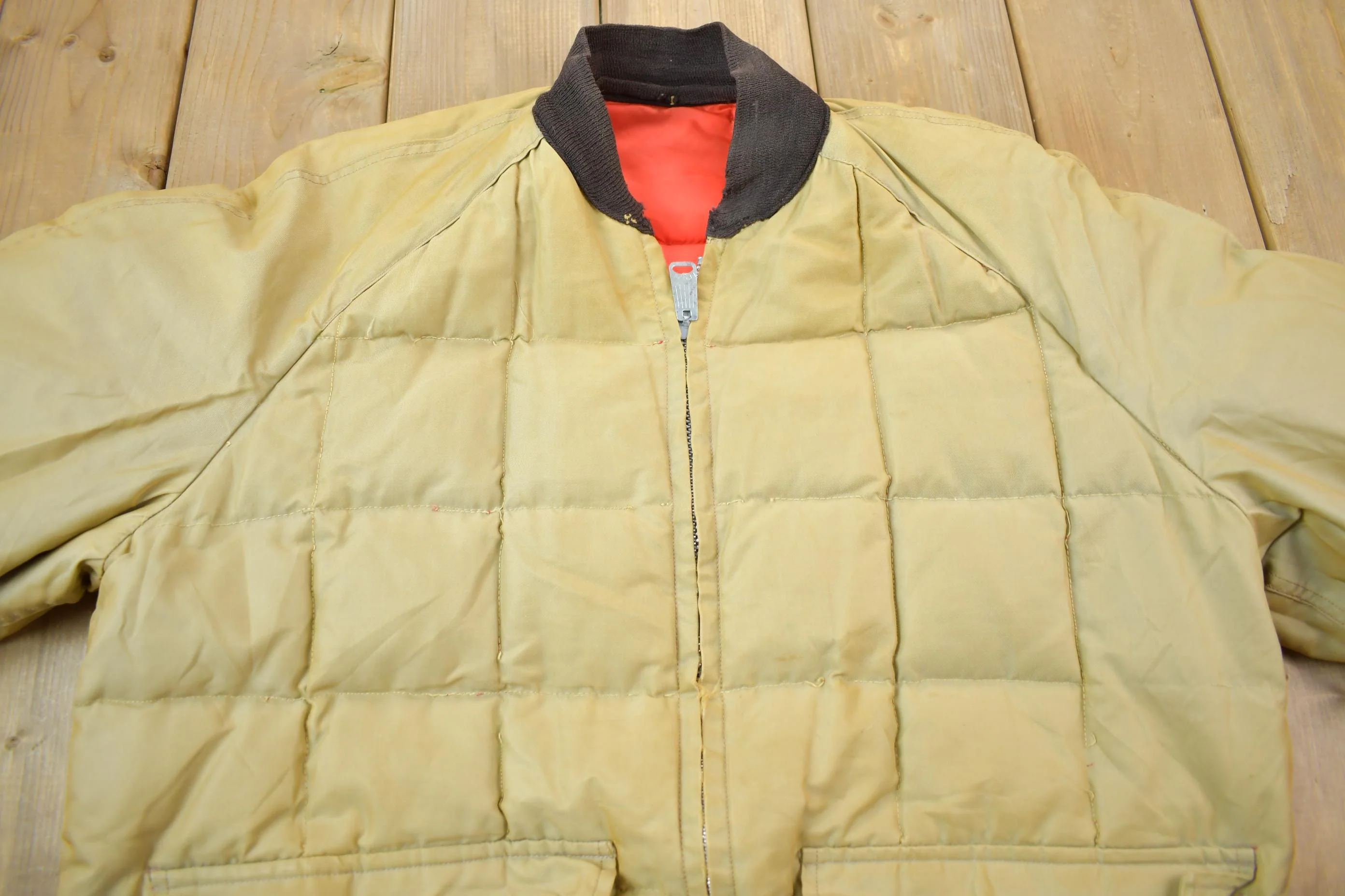 Vintage 1980s Falcon Brand Woods Reversible Goose Down Bomber Jacket Made In Canada Men's Large - Image 5