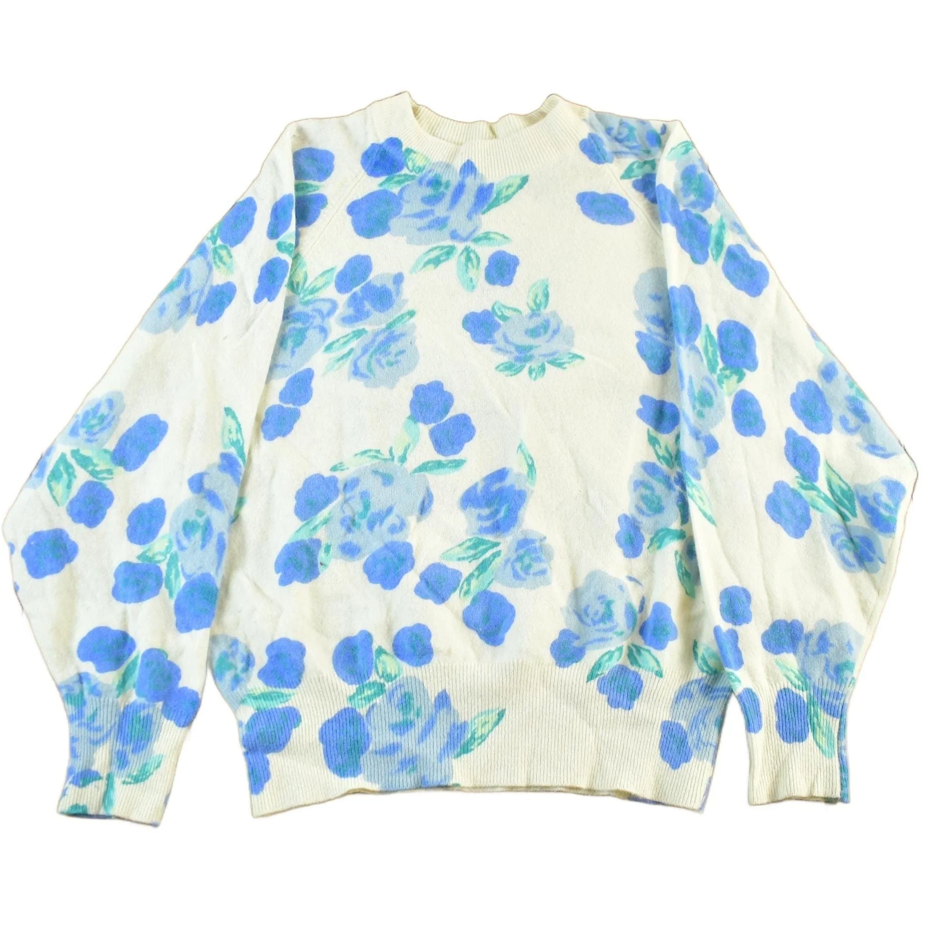 Vintage 1980s Fennwright & Manson Floral Knit Sweater Women's S