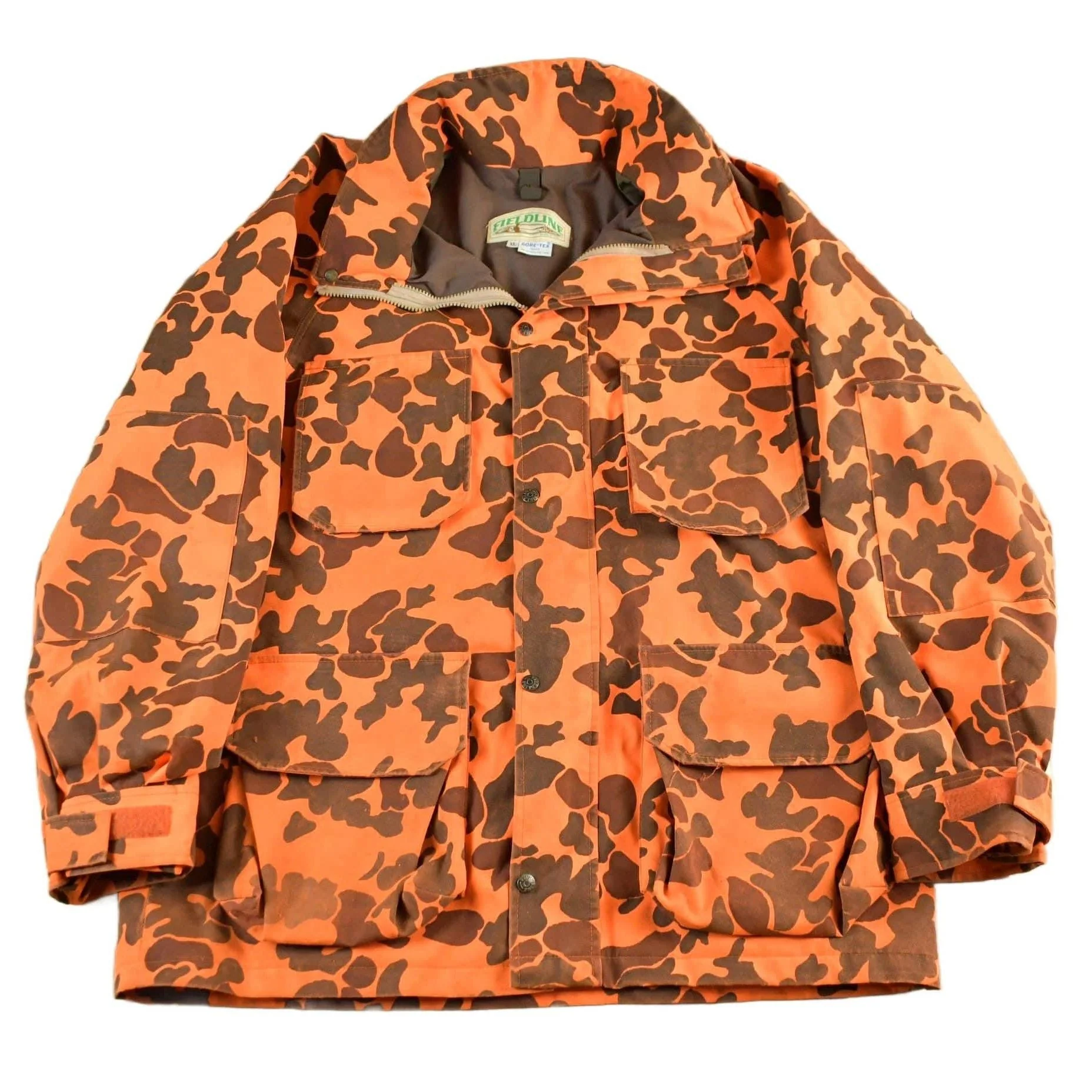 Vintage 1980s Fieldline Goretex Orange Camo Parka Jacket Men's XL