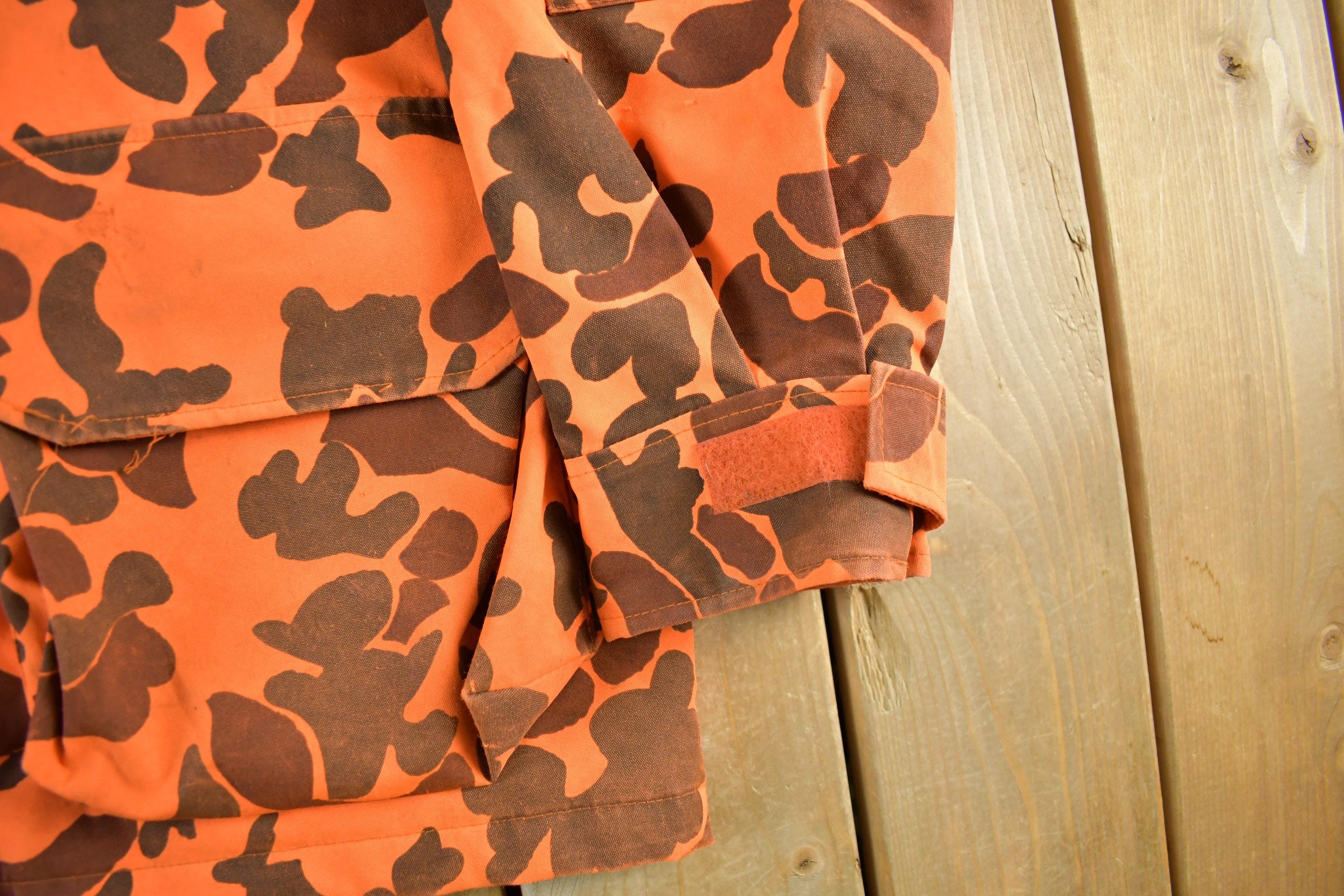 Vintage 1980s Fieldline Goretex Orange Camo Parka Jacket Men's XL - Image 4