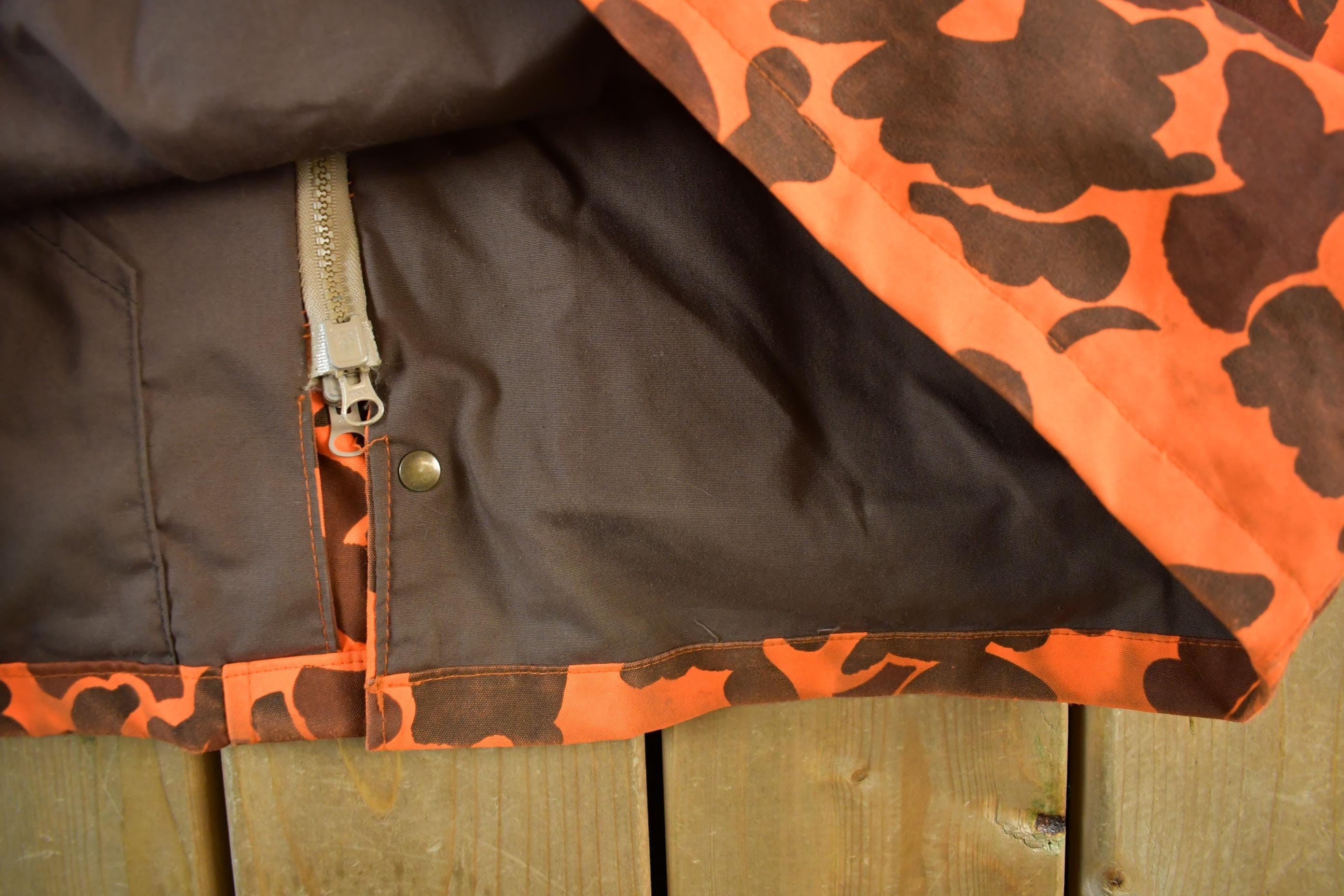Vintage 1980s Fieldline Goretex Orange Camo Parka Jacket Men's XL - Image 6