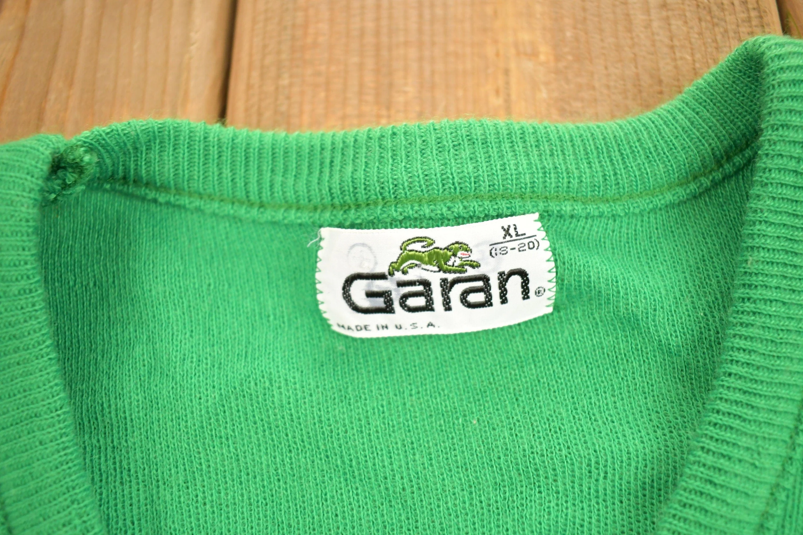 Vintage 1980s Garan Knitted V-Neck Sweater Men's Small - Image 4
