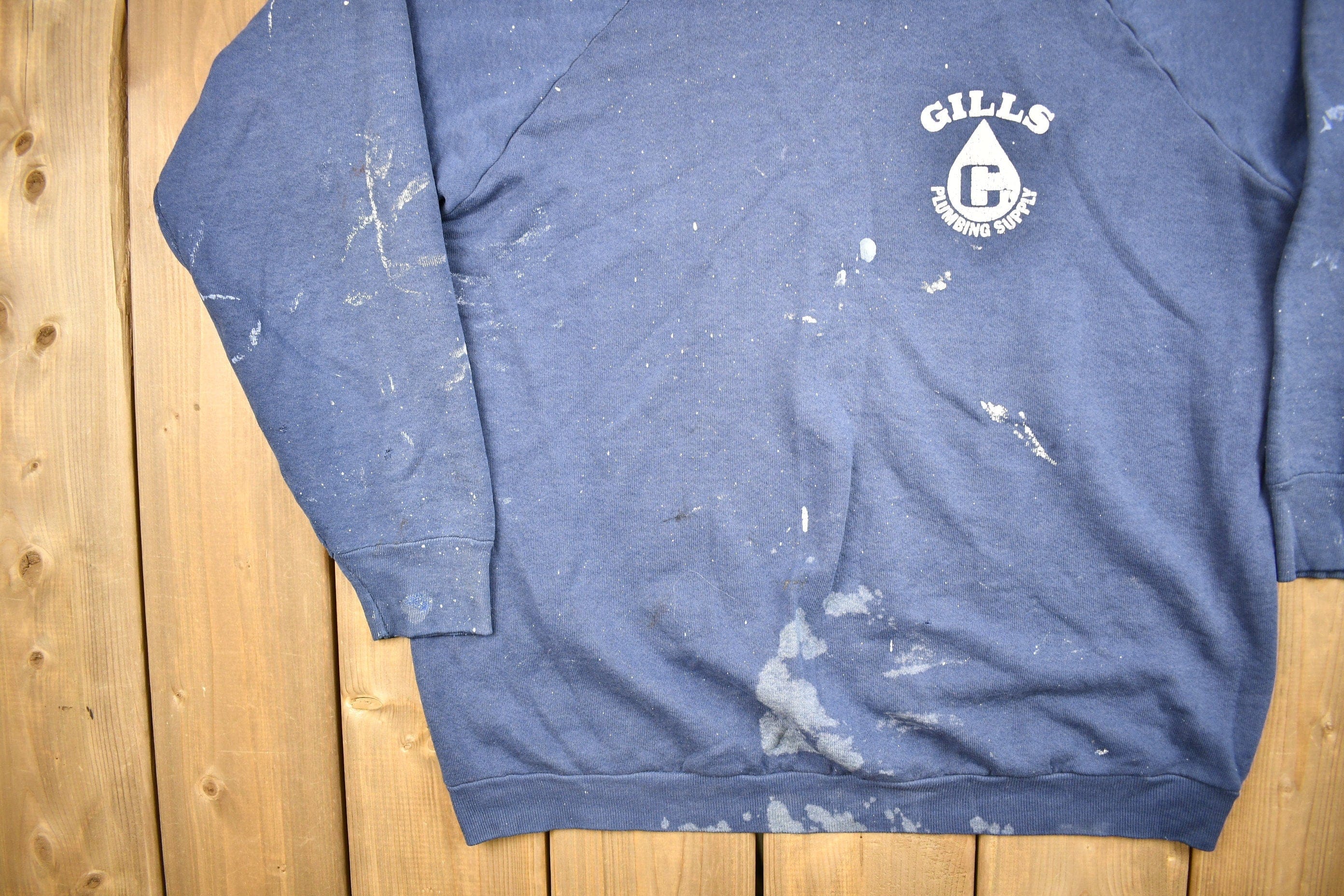 Vintage 1980s Gills Plumbing Supply Raglan Crewneck Sweatshirt Men's MMen's Medium - Image 3
