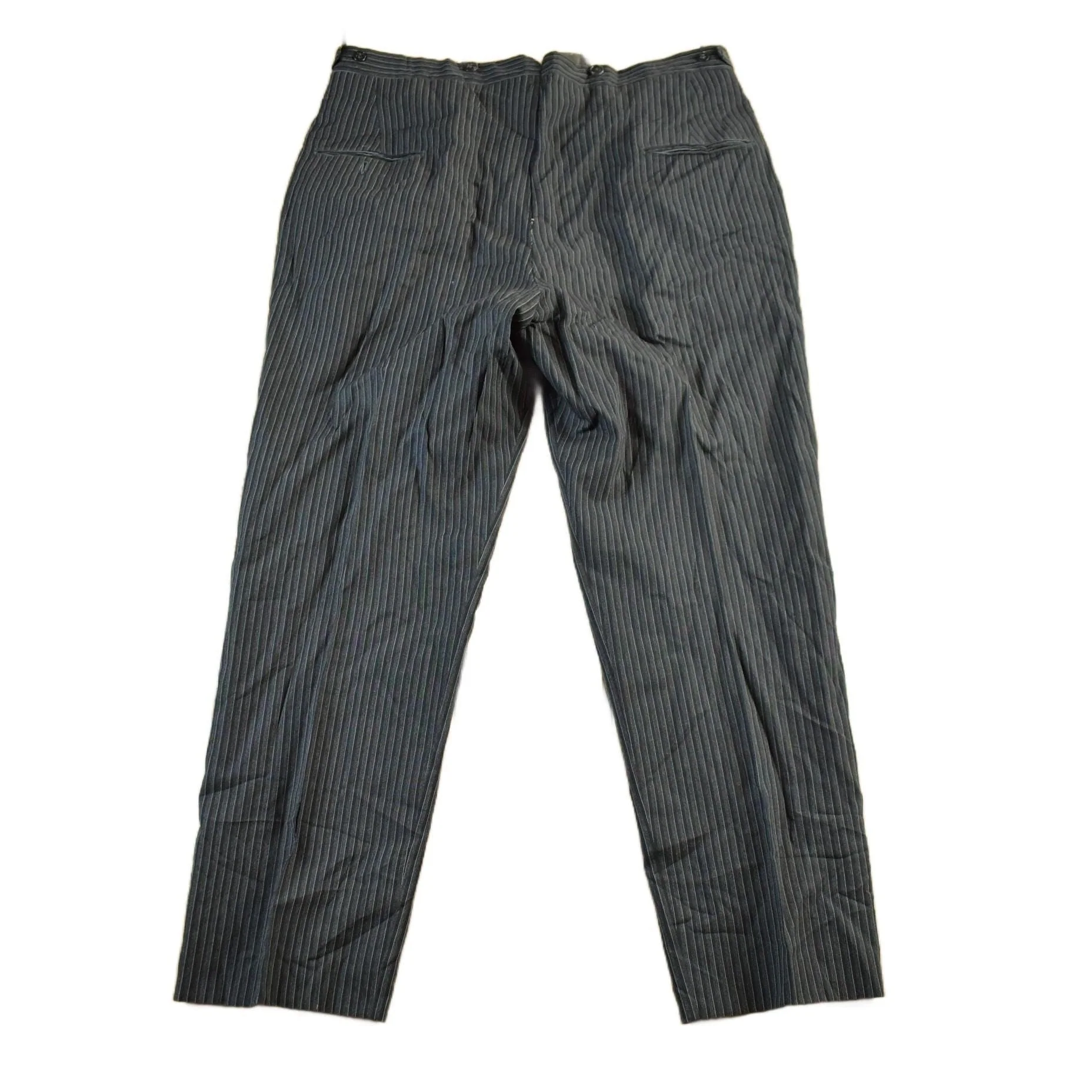 Vintage 1980's Grey Pinstripe Wool Trousers Men's XL 38 x 28 - Image 2
