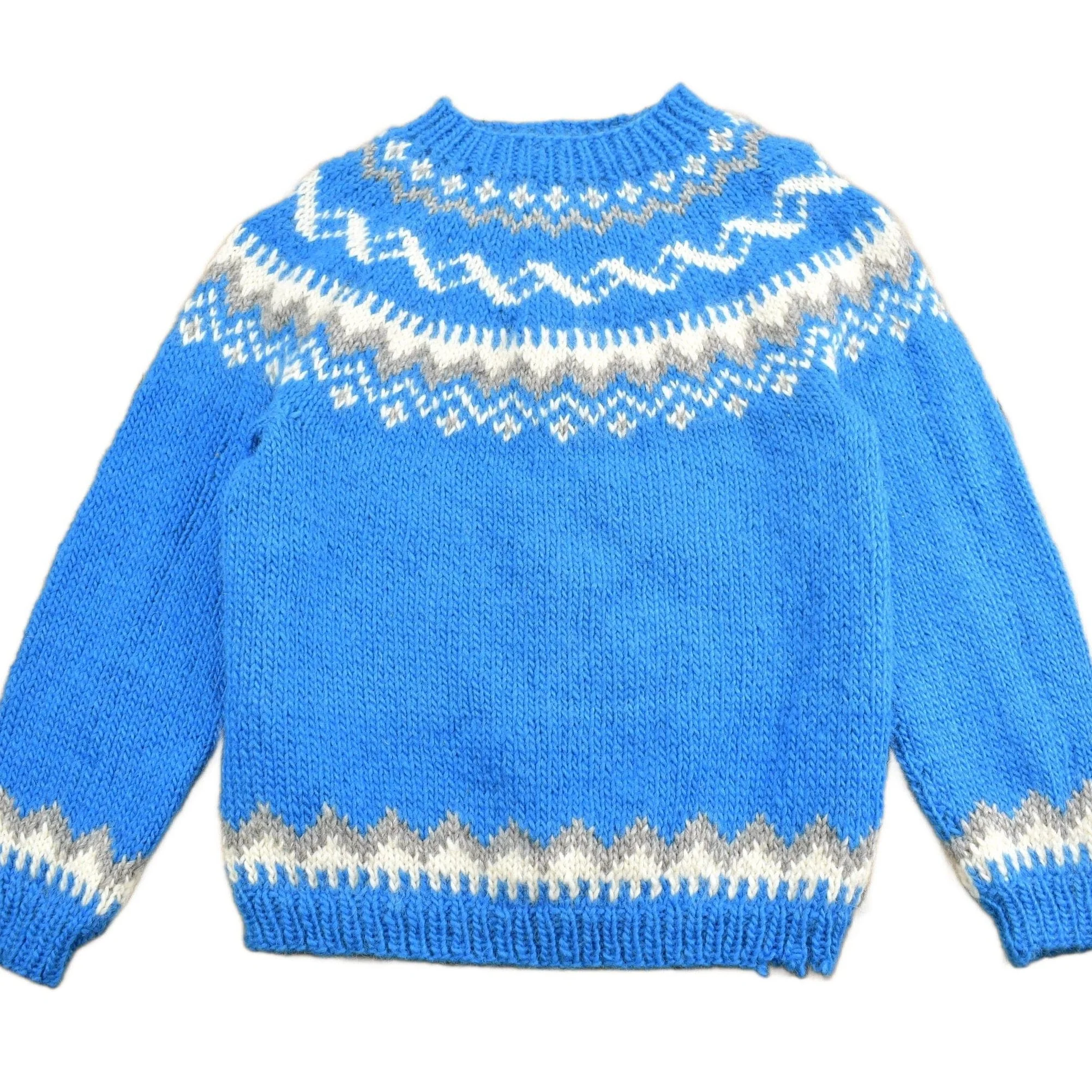 Vintage 1980s Hand Made 100% Wool Nordic Knit Sweater Apres Ski / Vintage Crewneck Outdoorsman / Vintage Knit / Winter Sweatshirt