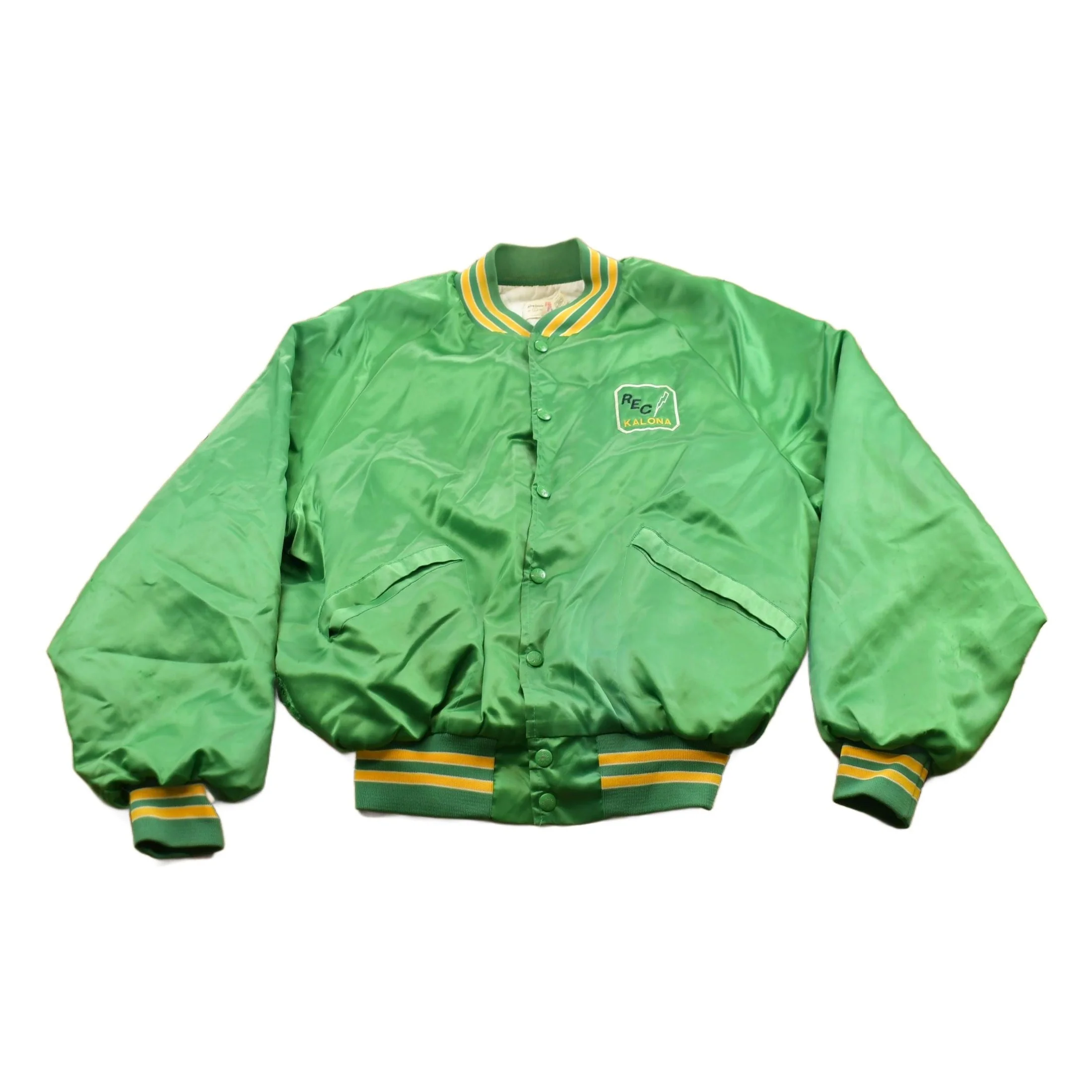 Vintage 1980s Kalona Iowa Satin Bomber Jacket Men's Medium