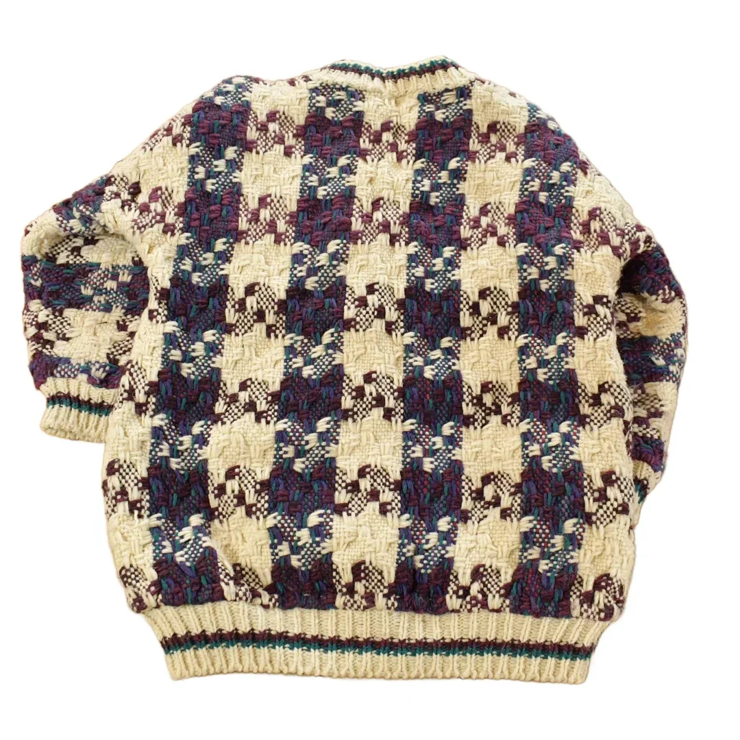 Vintage 1980s Knit Cardigan Sweater Jacket Women's Large - Image 2