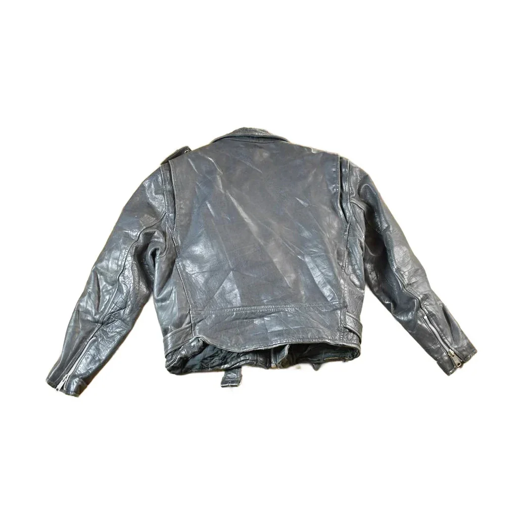 Vintage 1980s Leather Gold Harley Davidson Motorcycle Perfectly Distressed Biker Jacket Made In USA - Image 2