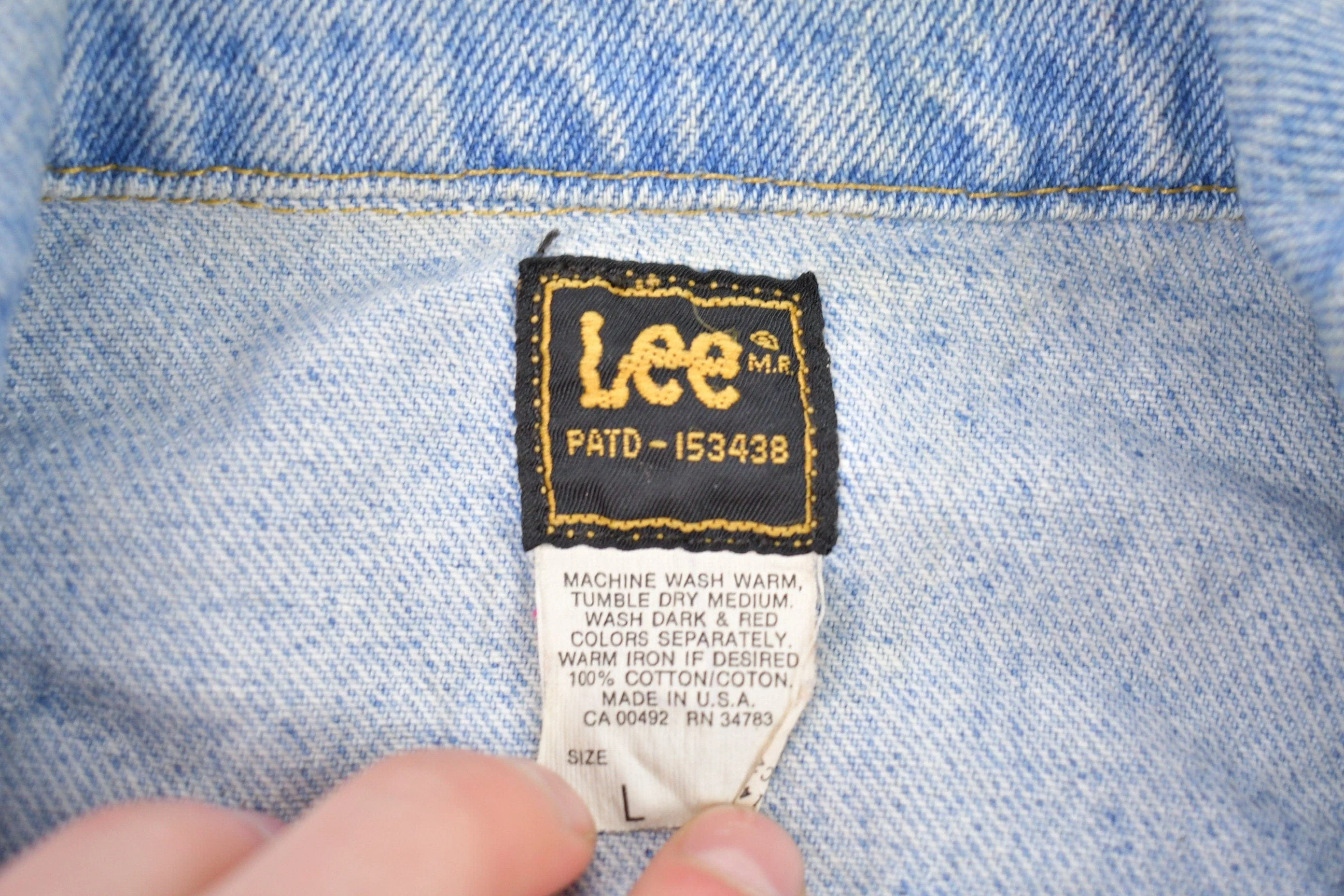 Vintage 1980s Lee Denim Jean Jacket Men's Large - Image 5