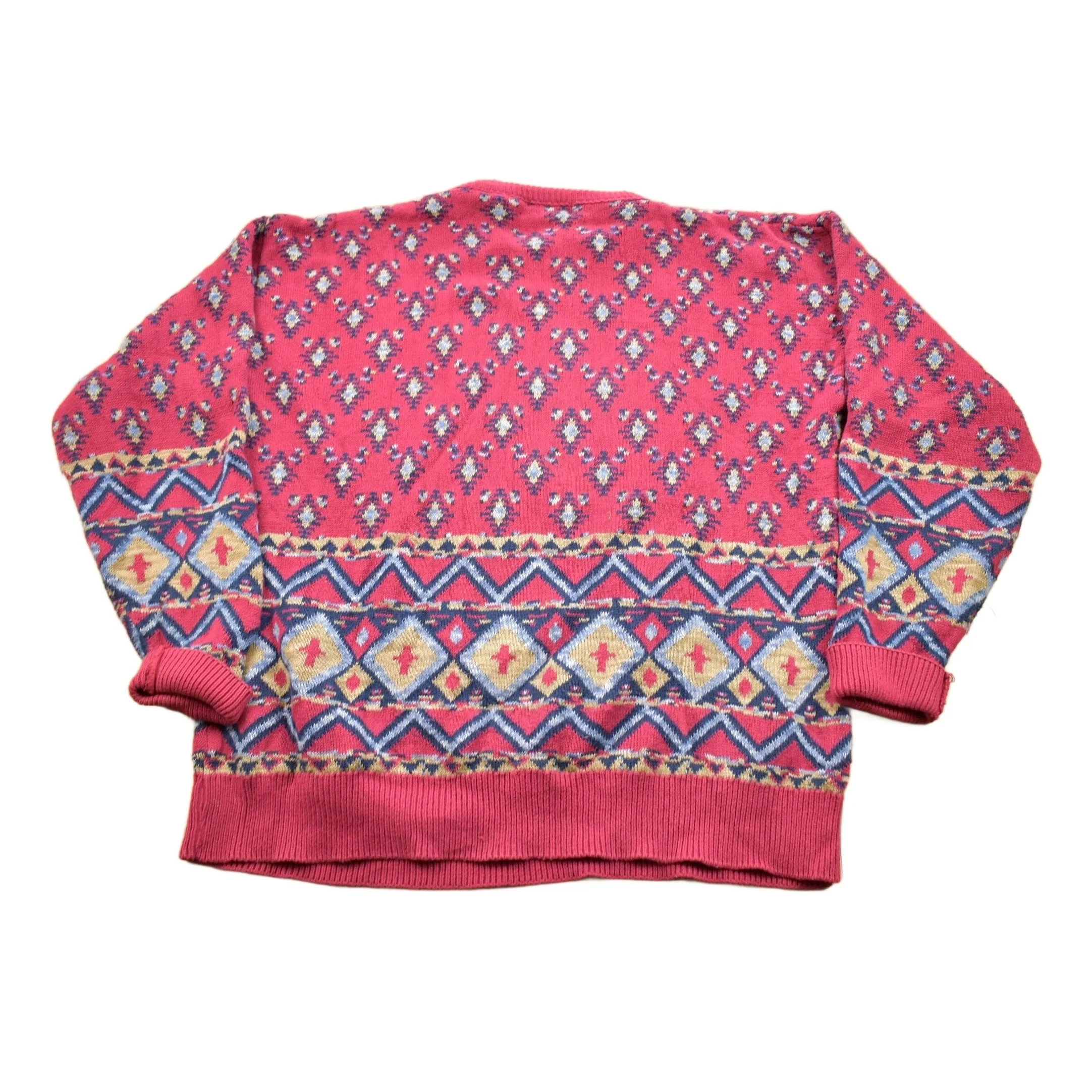Vintage 1980s Mark Honors All Over Pattern Knitted Crewneck Sweater Men's Large - Image 2