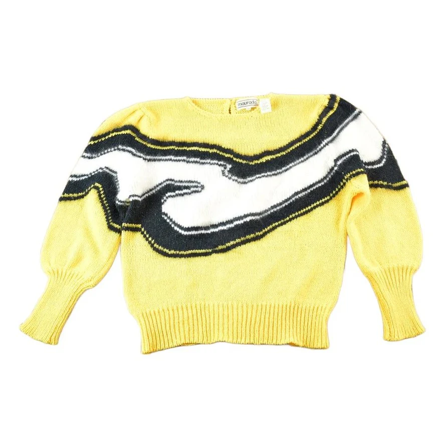 Vintage 1980s Maurada Knit Abstract Pattern Crewneck Sweater Womens L