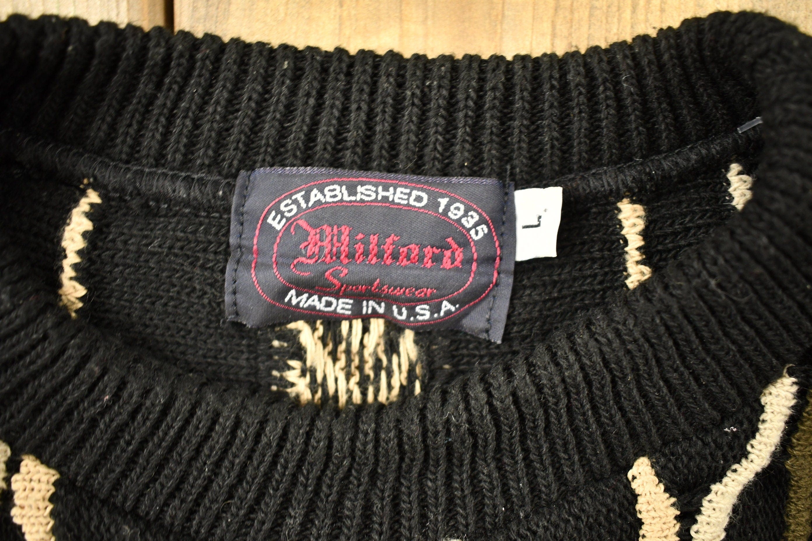 Vintage 1980s Milford Sportswear 3D Cable Knit Crewneck Sweater Men's Large - Image 4