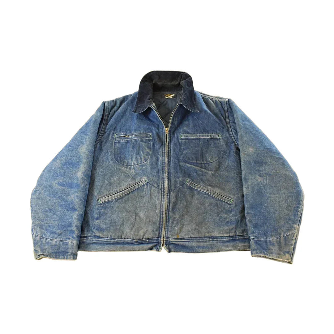 Vintage 1980s Osh Kosh B'Gosh Denim Full Zip Work Jacket Men's L