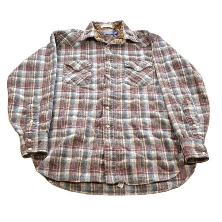 Vintage 1980s Pendleton Wool High Grade Western Wear Flannel Shirt Men's Large