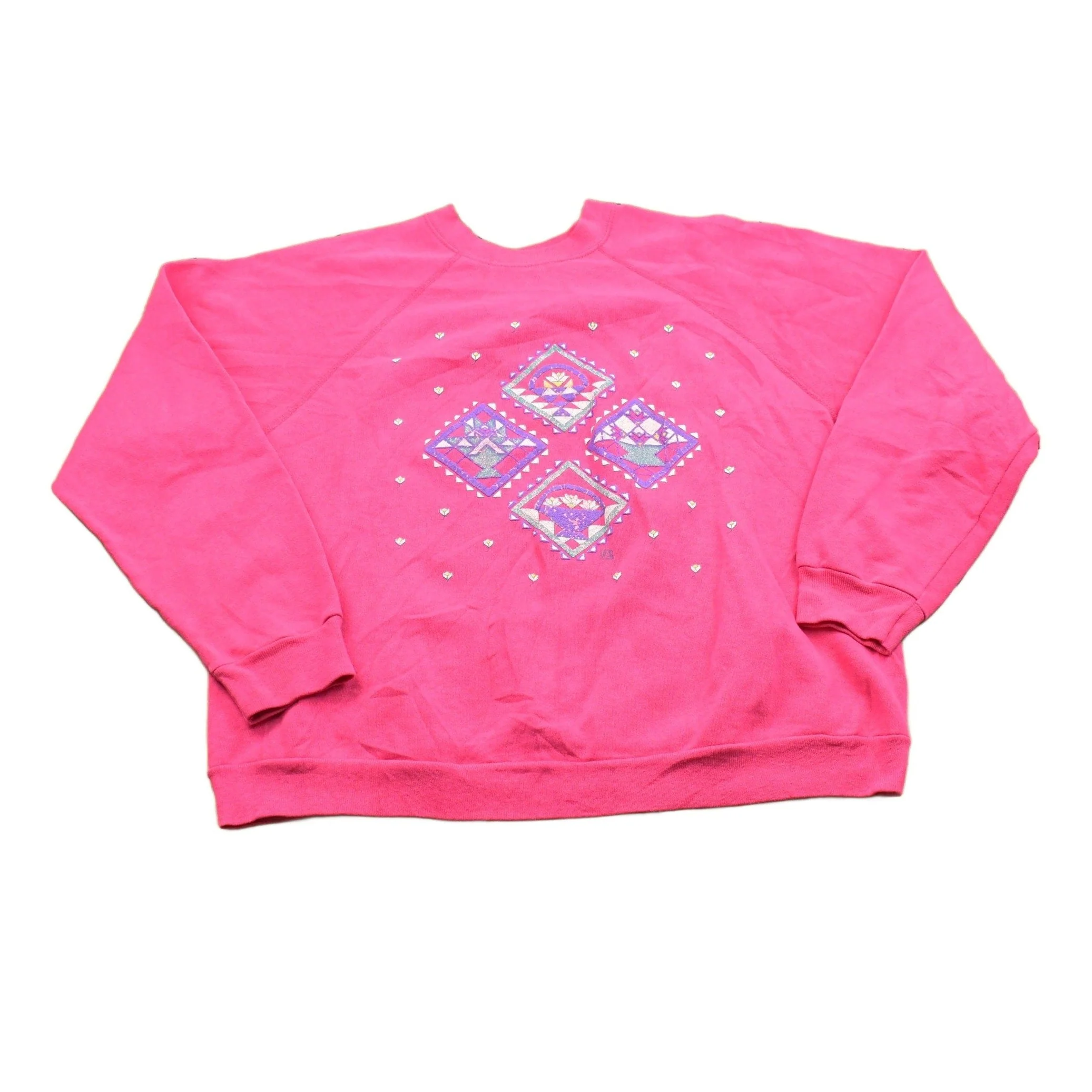 Vintage 1980s Pink Raglan Crewneck Sweatshirt Men's XL