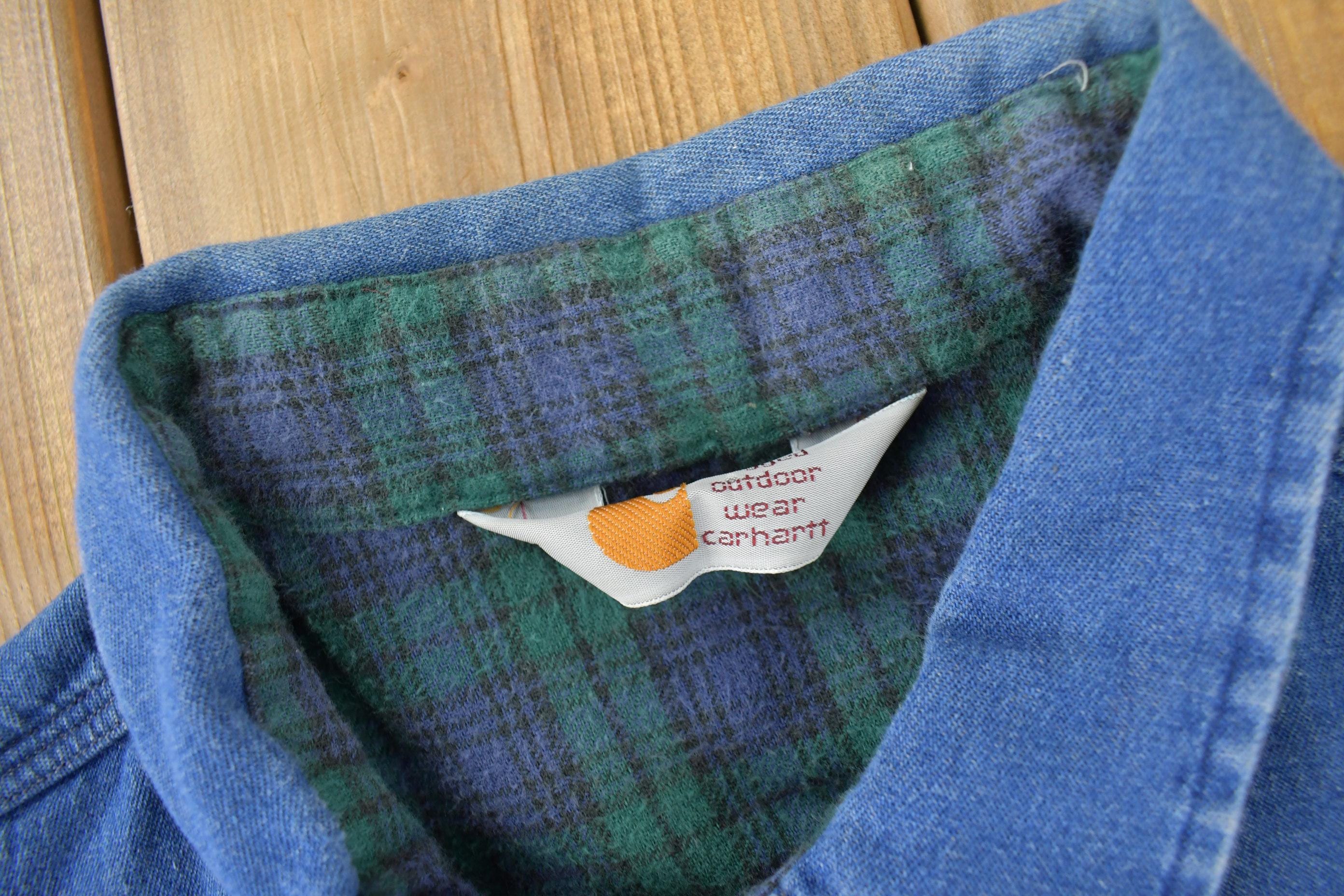 Vintage 1980s Plaid Lined Carhartt Rugged Outdoors Button Up Shirt Men's 2XL Tall Men's 2XL - Image 6
