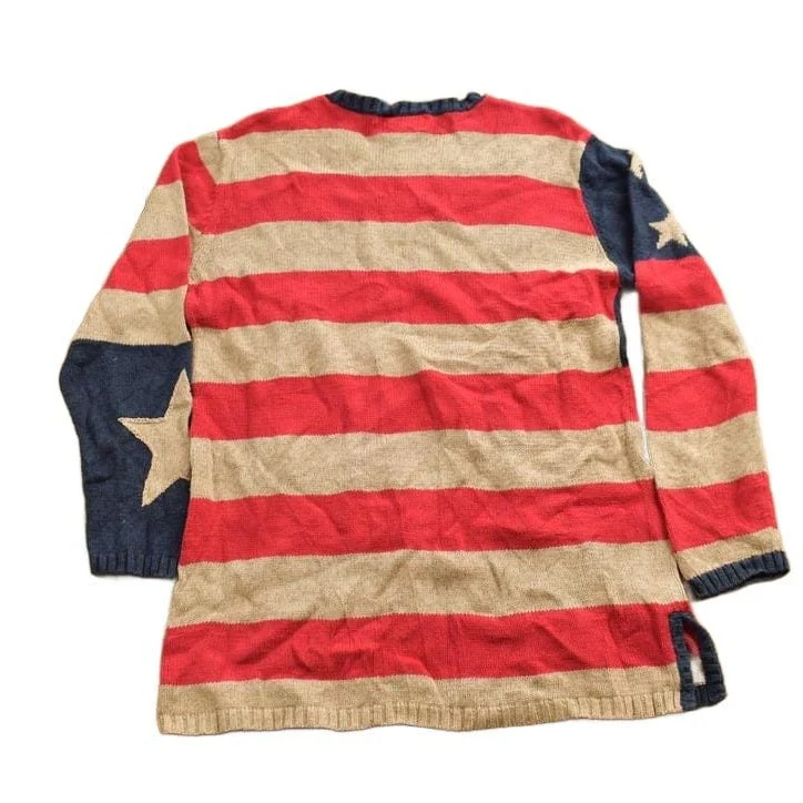 Vintage 1980s Quacker Factory American Flag Graphic Knitted Sweater Men's Medium - Image 2