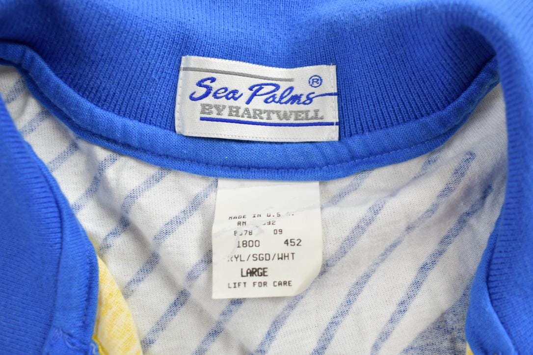 Vintage 1980s Sea Palms By Hartwell Collared Polo Shirt Men's Medium - Image 3