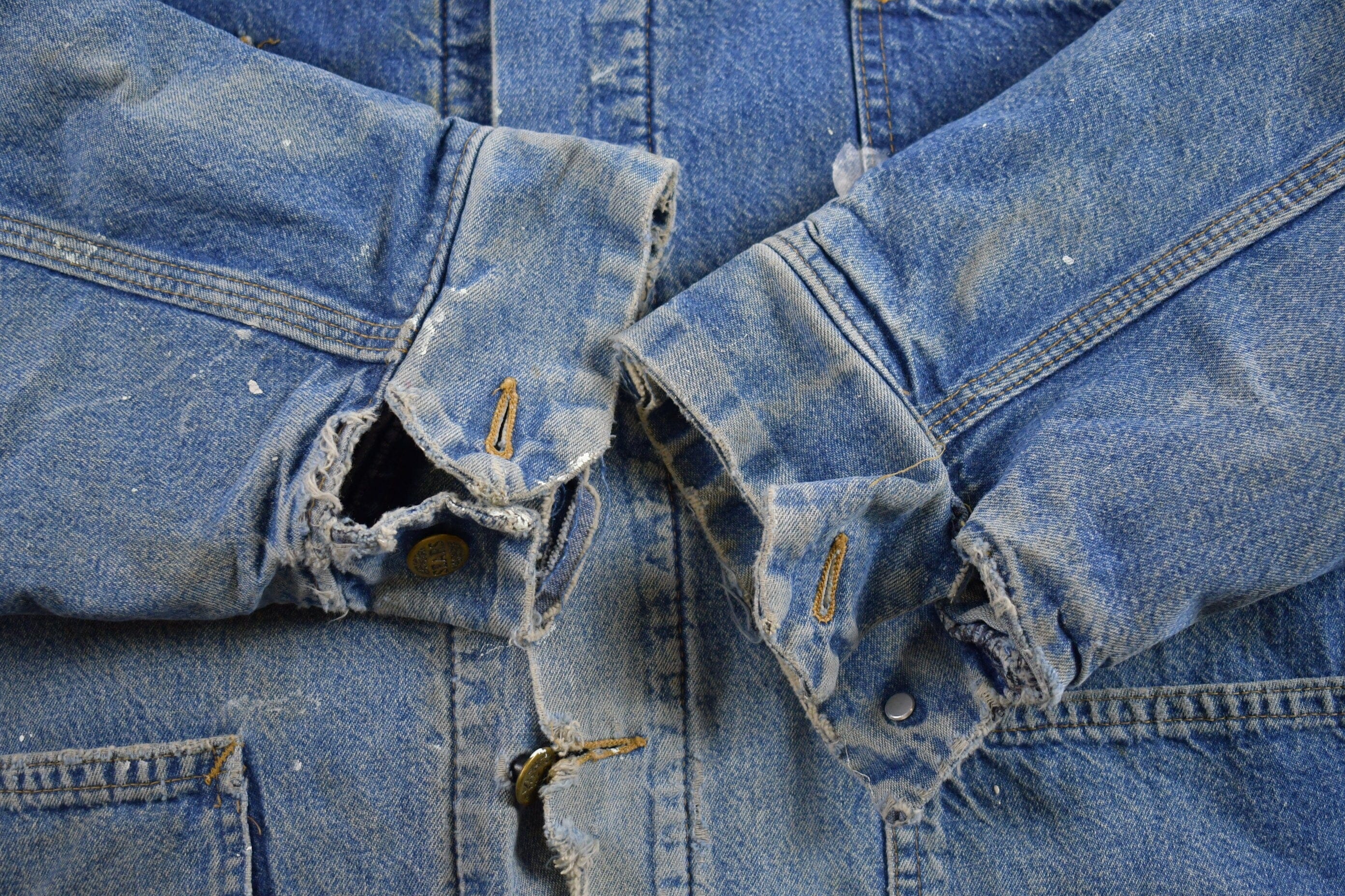 Vintage 1980s Sears Blanket Lined Denim Chore Jacket Men's XL - Image 3