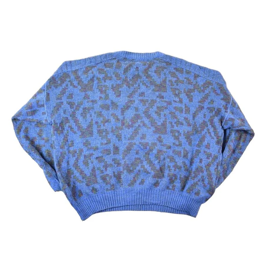 Vintage 1980s Stitch Fred Knit Abstract Pattern Crewneck Sweater By Frederic Homs Mens XL - Image 2