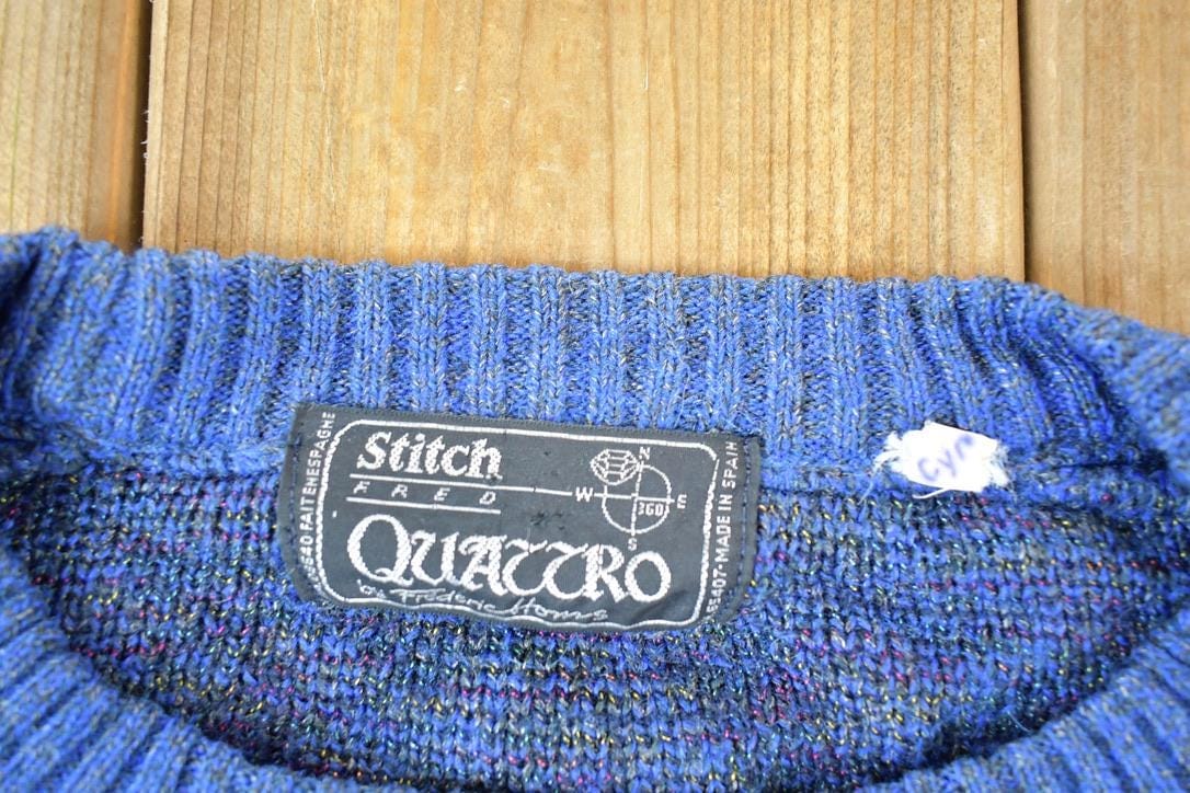 Vintage 1980s Stitch Fred Knit Abstract Pattern Crewneck Sweater By Frederic Homs Mens XL - Image 4