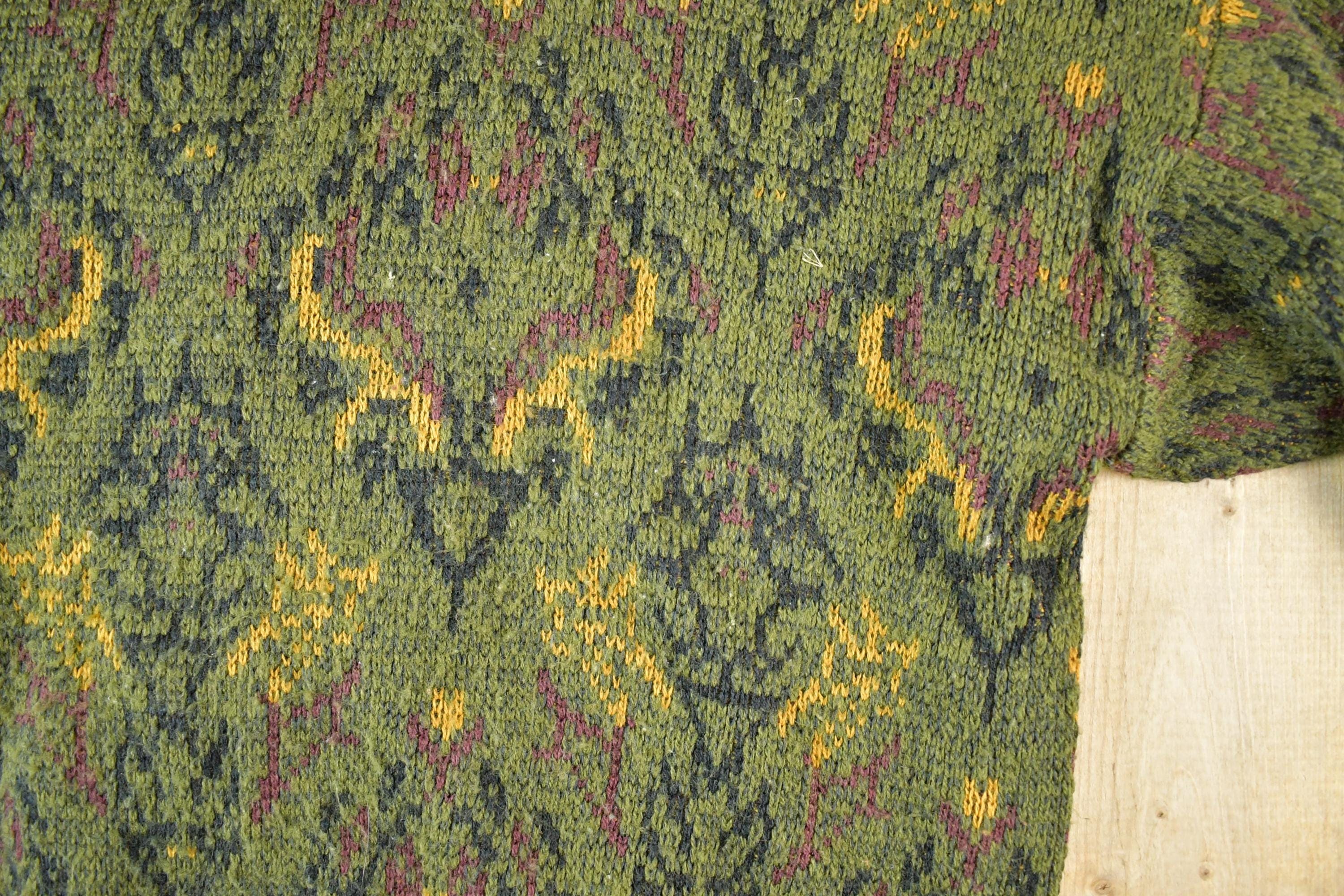 Vintage 1980s Tip Top Wool Knit Abstract Pattern Crewneck Sweater Mens L - Image 3