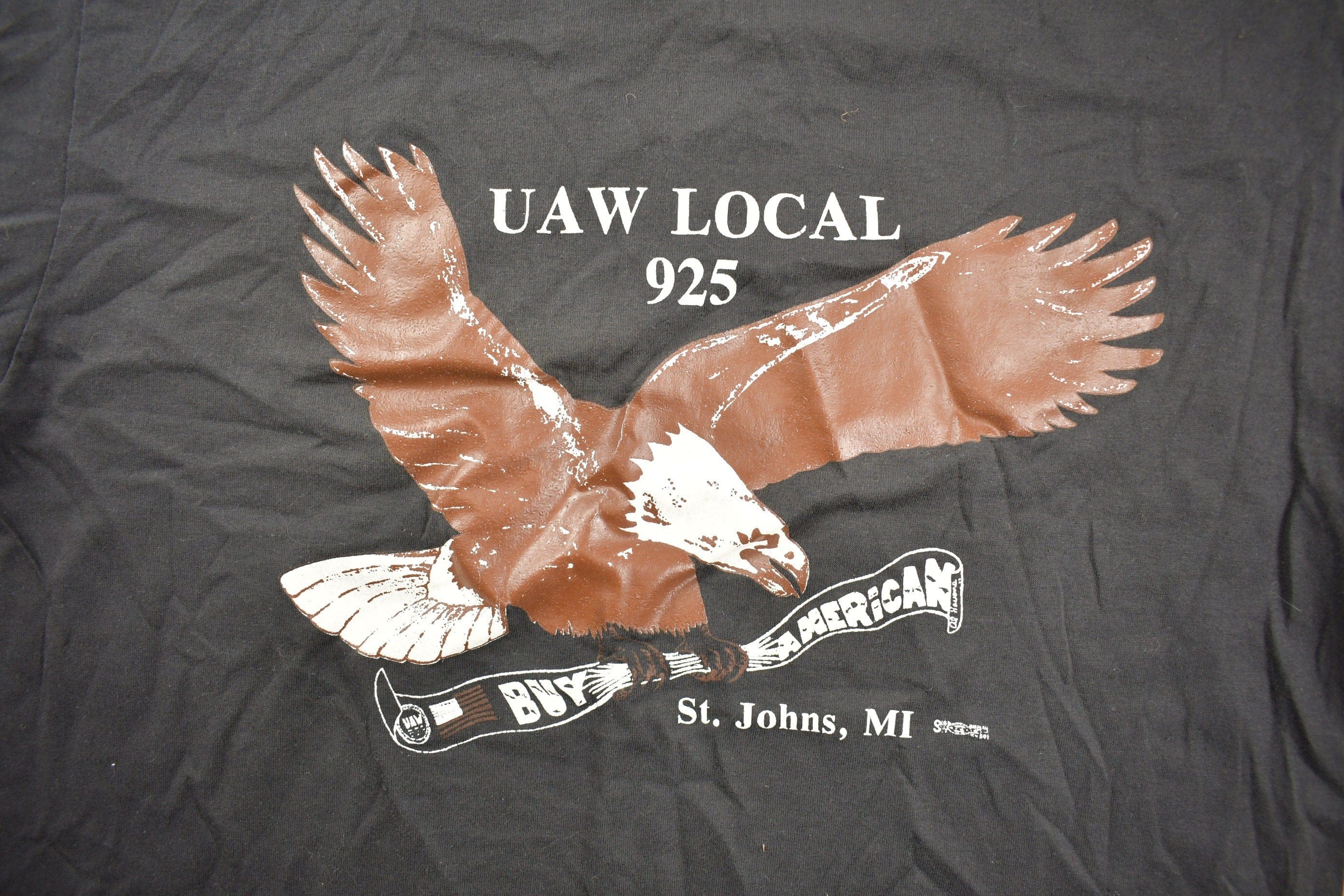 Vintage 1980s UAW Local 925 St Johns Graphic T Shirt Men's Large - Image 3