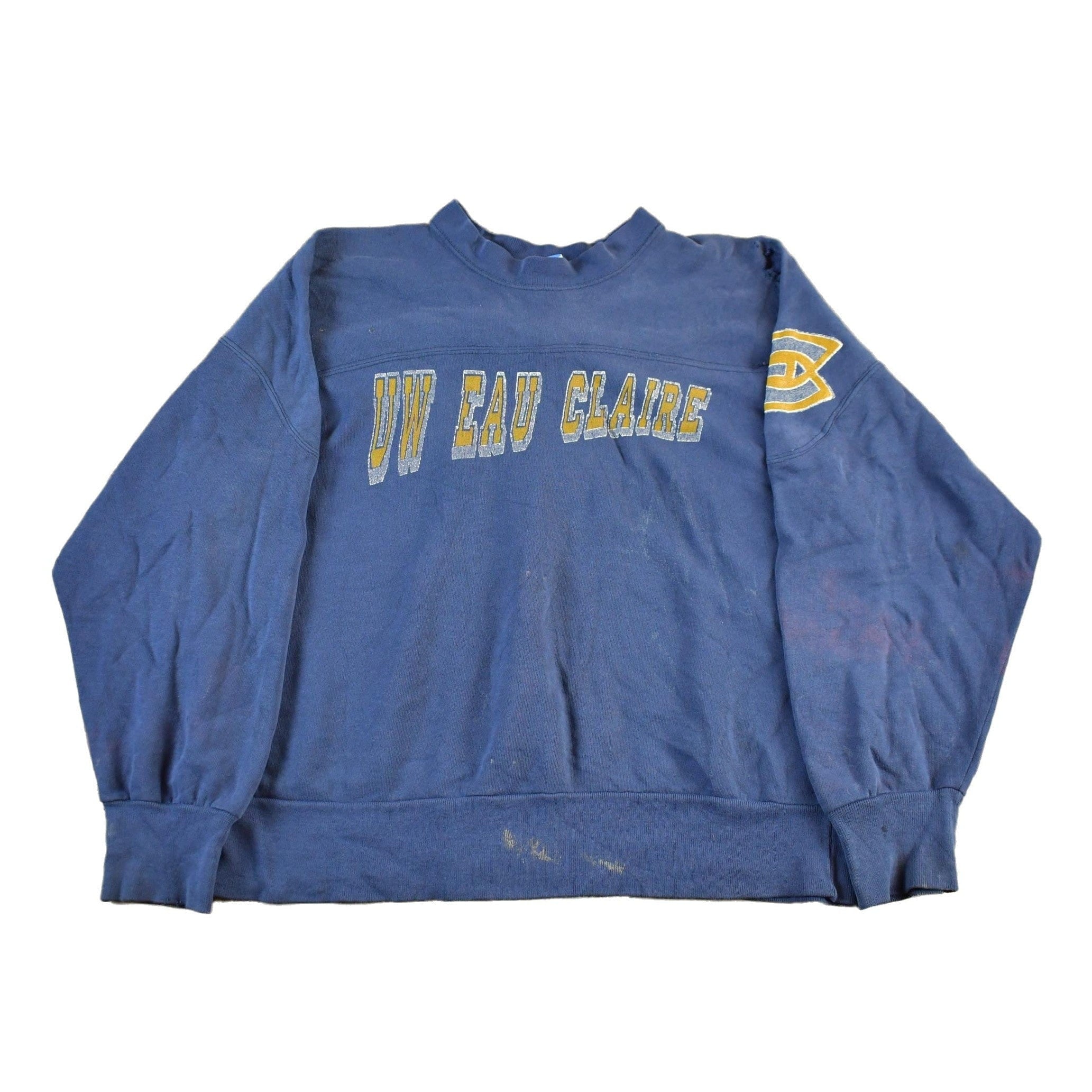 Vintage 1980s University Of Wisconsin UW EAU Claire Distressed Crewneck Men's Medium