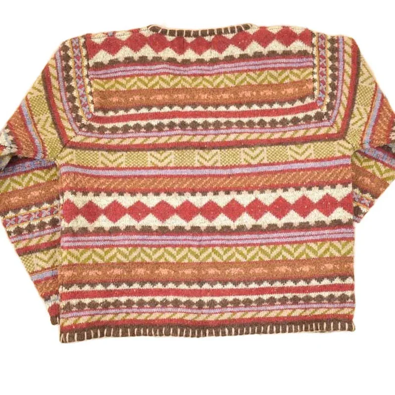 Vintage 1980s Woolrich Abstract Knit V Neck Sweater Women's S - Image 2