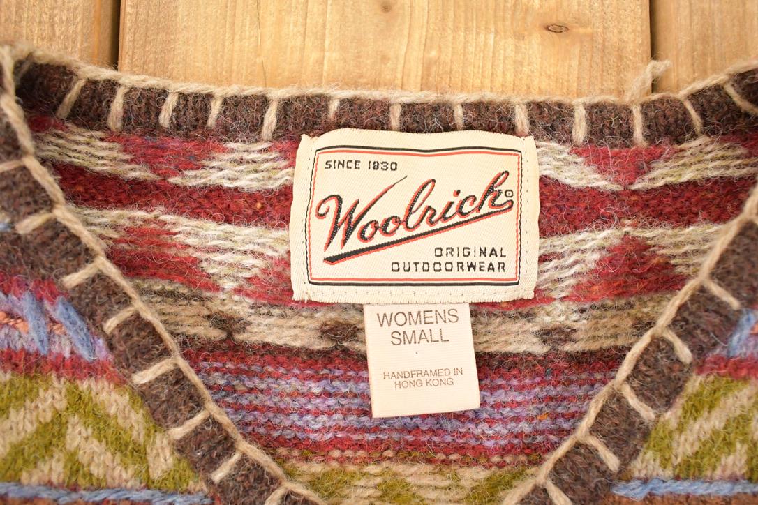 Vintage 1980s Woolrich Abstract Knit V Neck Sweater Women's S - Image 4