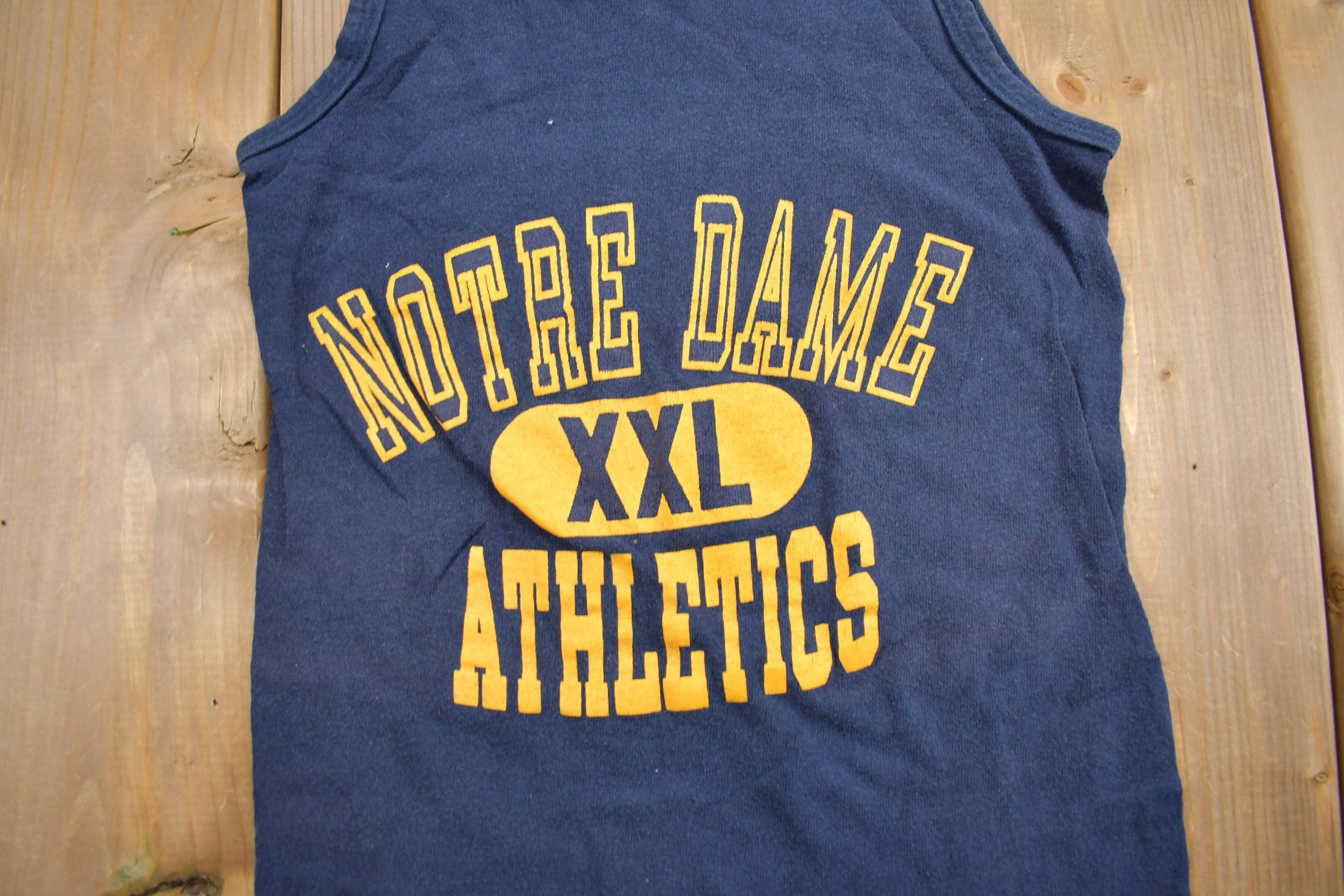 Vintage 1988 Notre Dame Athletics Collegiate Champion Tank Top Shirt Men's XS - Image 3