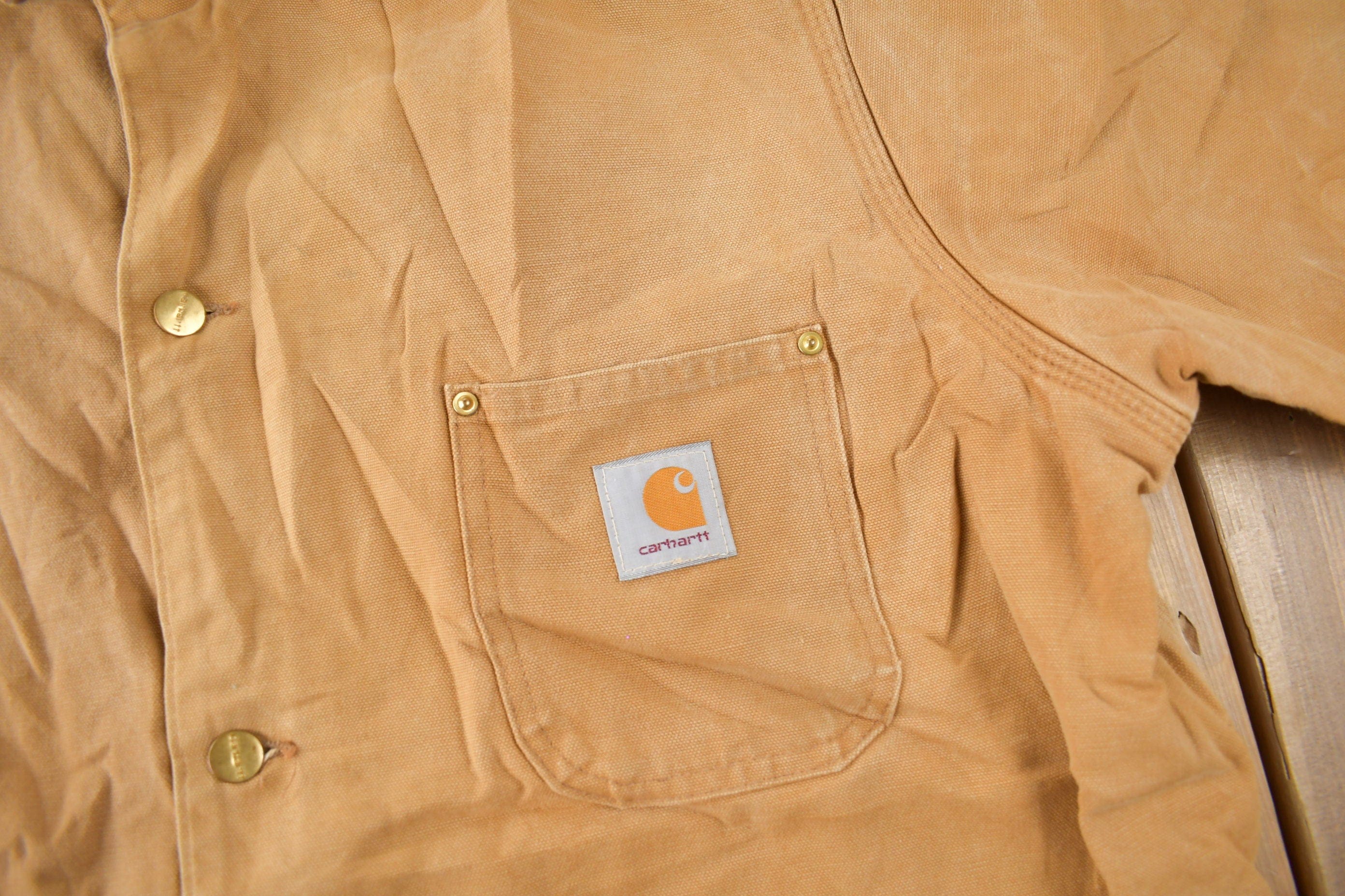 Vintage 1989 Carhartt 100 Years Blanket Lined Button Up Chore Coat Men's Large - Image 5