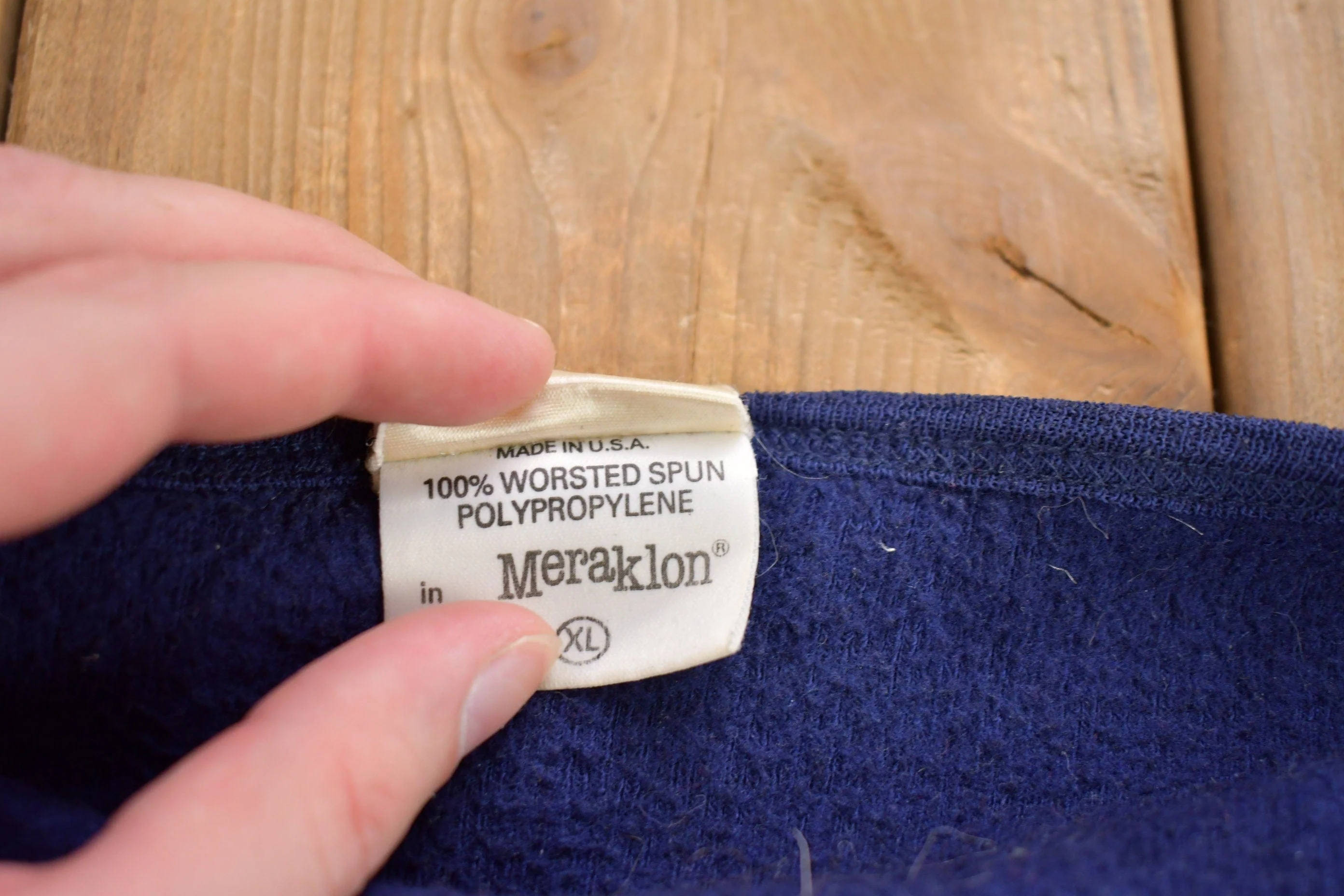 Vintage 1990s 100% Worsted Spun Polypropylene Meraklon Blank Sweatshirt Men's Large - Image 3