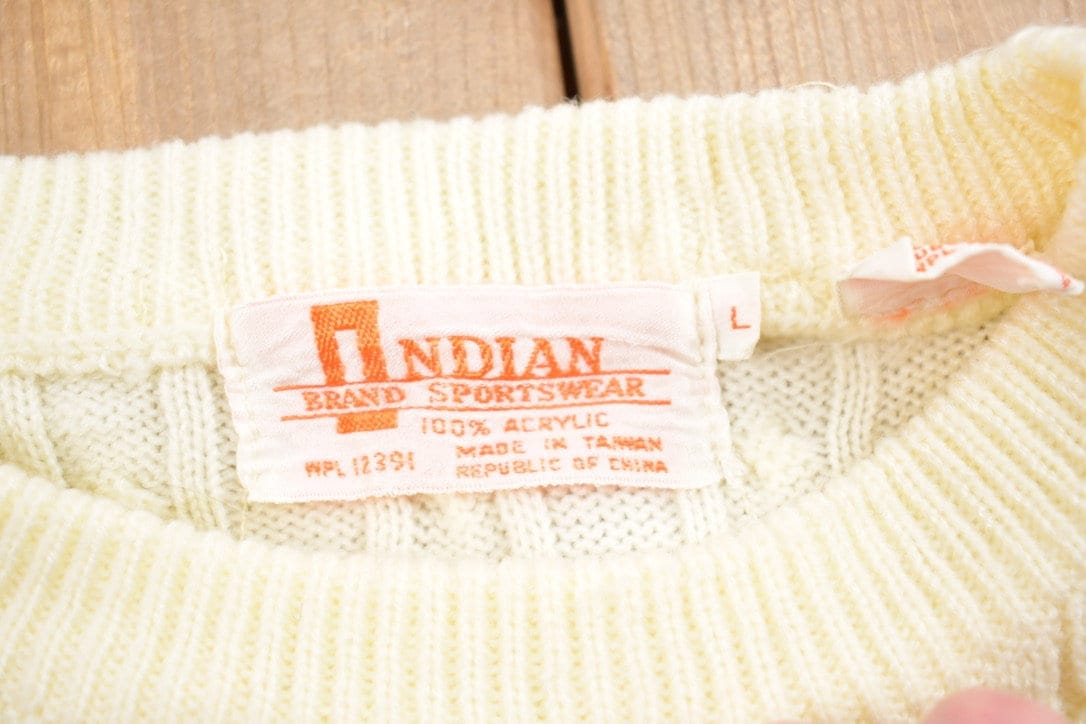 Vintage 1990s 3D Cable Knit Crewneck Sweater Men's Small - Image 3