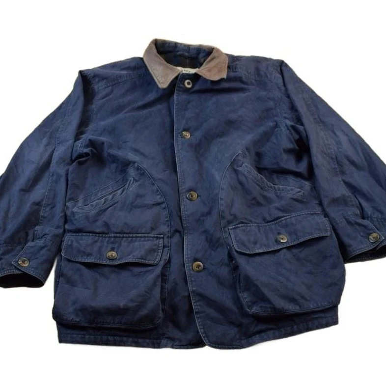 Vintage 1990s Aberdeen Chore Coat Leather Collar Jacket Men's L