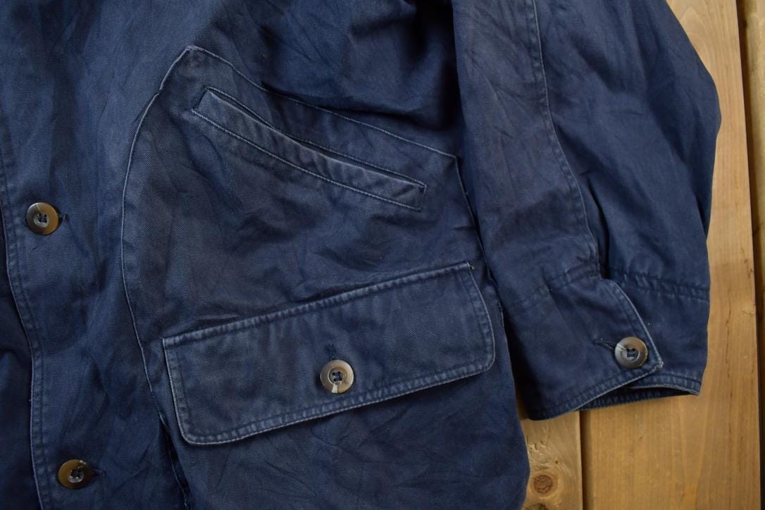 Vintage 1990s Aberdeen Chore Coat Leather Collar Jacket Men's L - Image 6