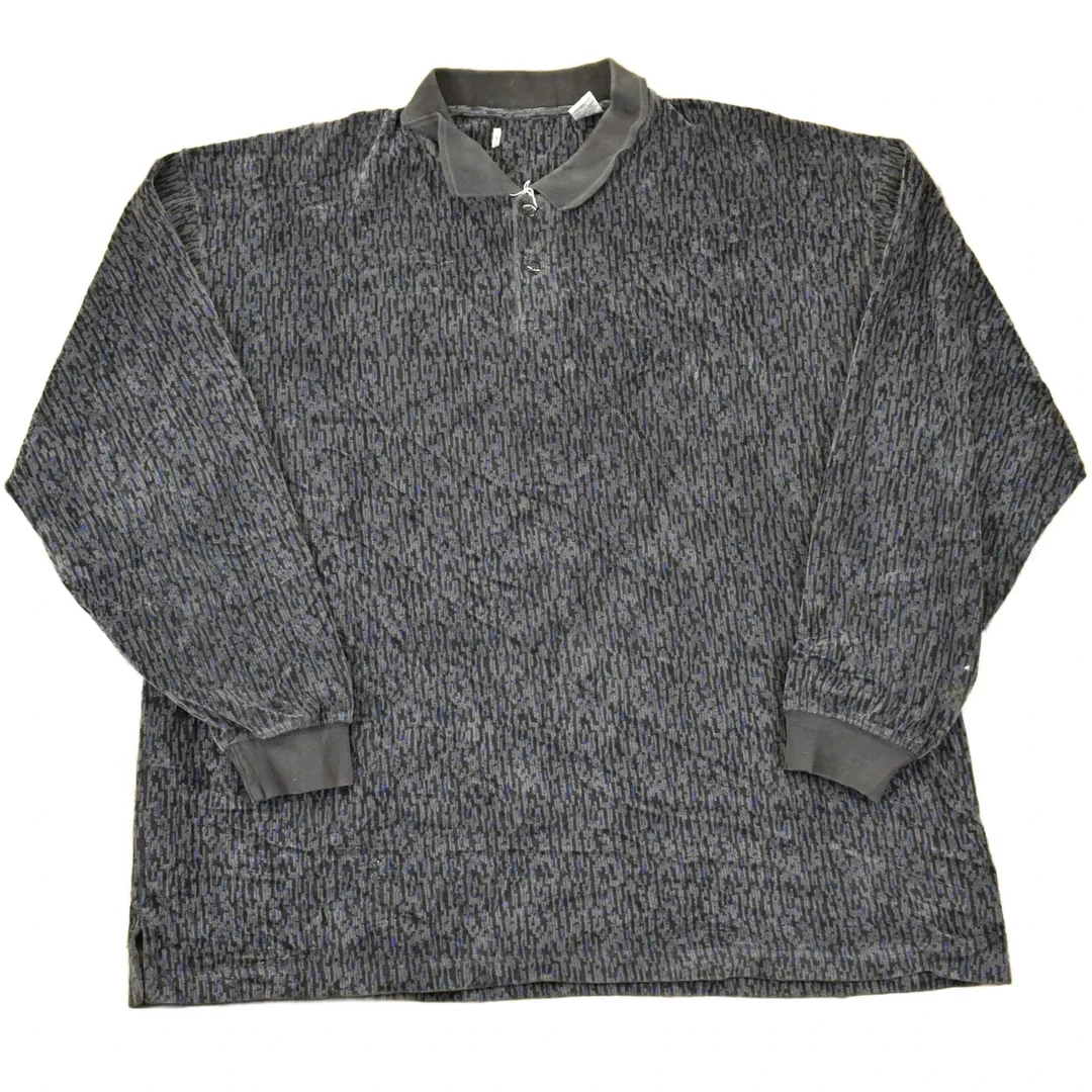 Vintage 1990s Abstract Knit Quarter Button Sweater Men's XL
