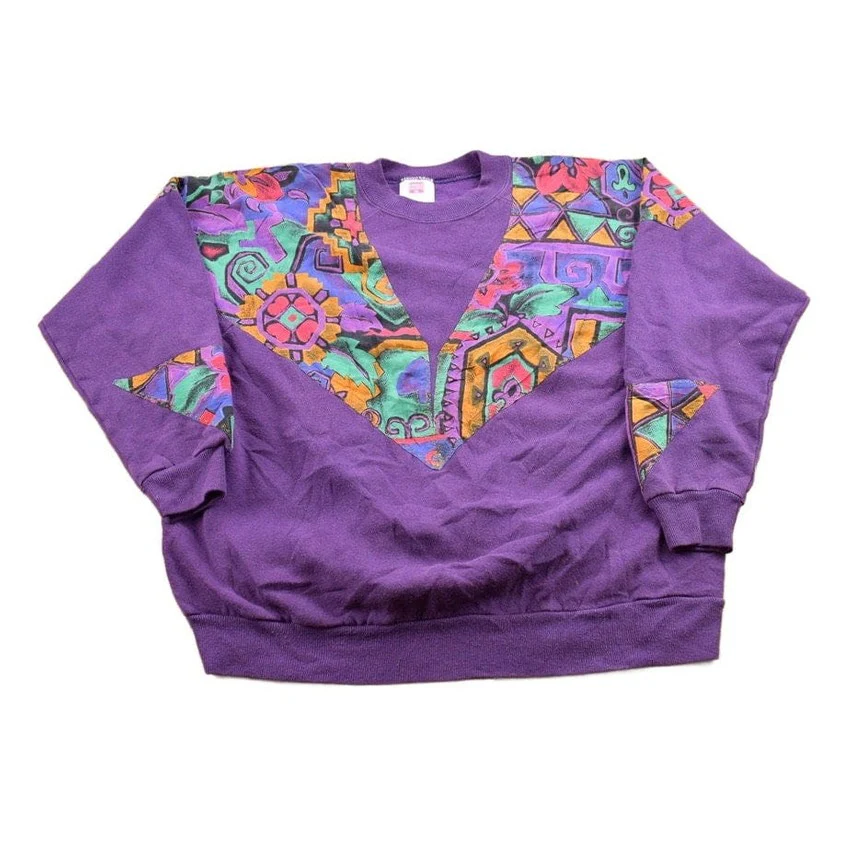 Vintage 1990s Abstract Pattern Crewneck Sweater Women's L