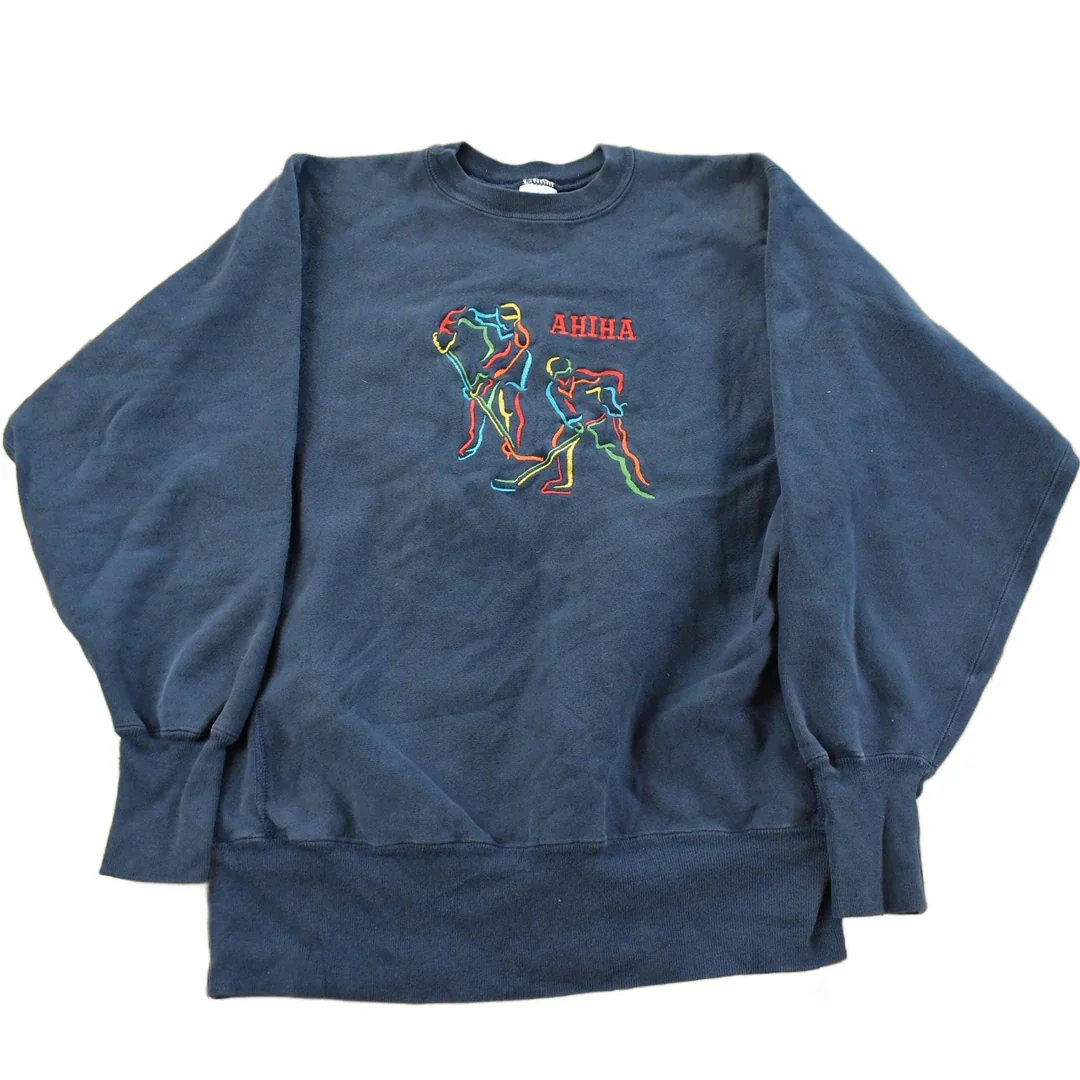 Vintage 1990s American Hearing Impaired Hockey Association AHIHA Champion Reverse Weave Sweatshirt Men's Large