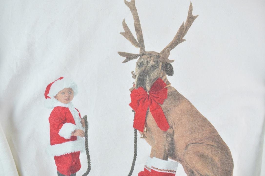 Vintage 1990s Anne Geddes Christmas Crewneck Sweatshirt Made In USA Men's Large - Image 3
