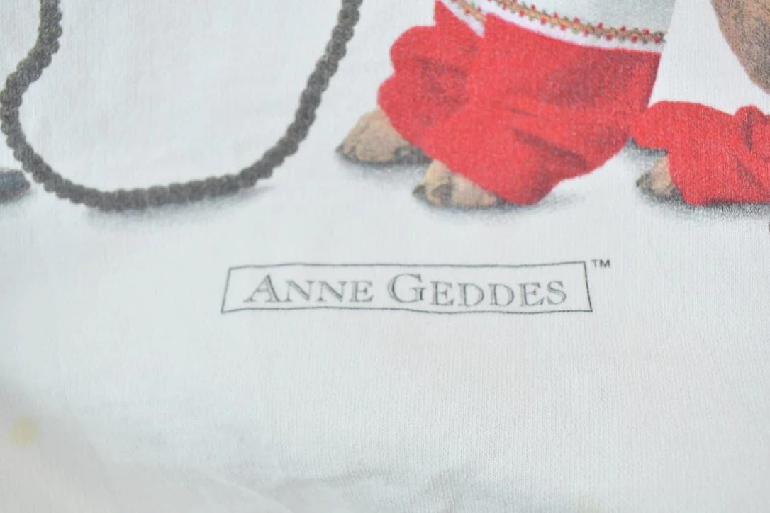 Vintage 1990s Anne Geddes Christmas Crewneck Sweatshirt Made In USA Men's Large - Image 4