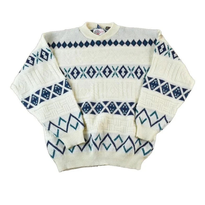 Vintage 1990s Arrow Sport Knit Abstract Pattern Crewneck Sweater Men's Large