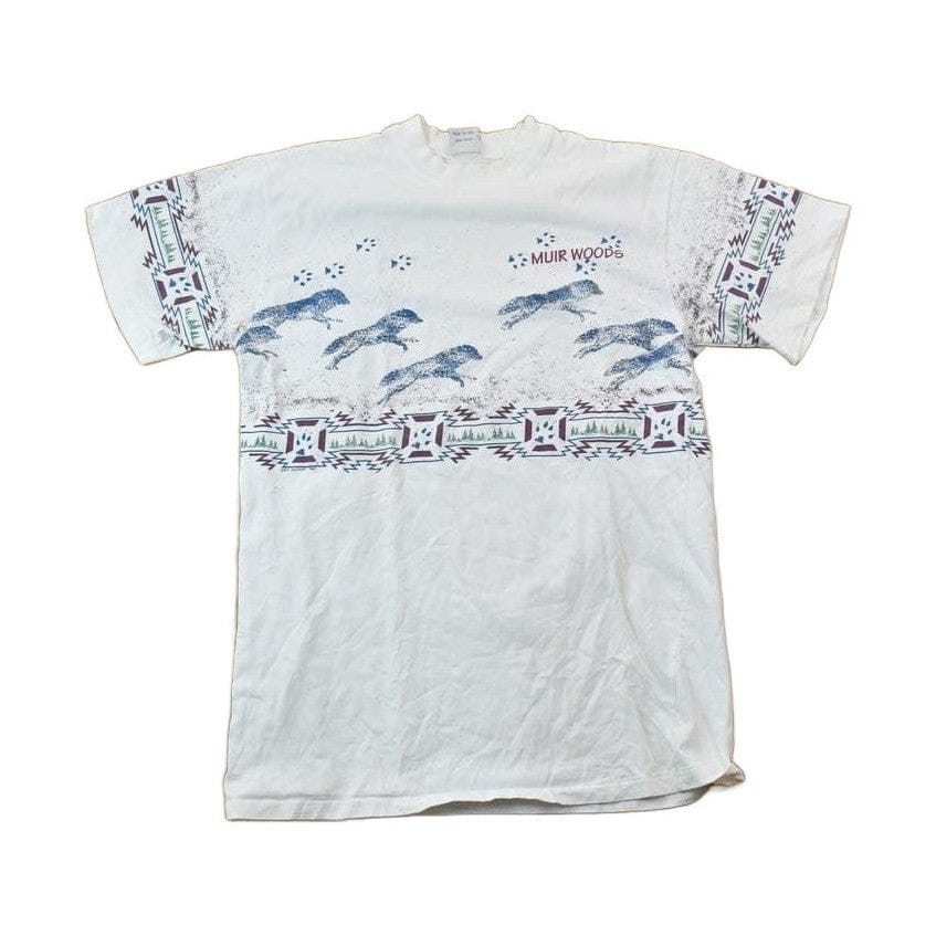 Vintage 1990s Art Unlimited Muir Woods Wolf Theme Graphic T-Shirt Men's Medium