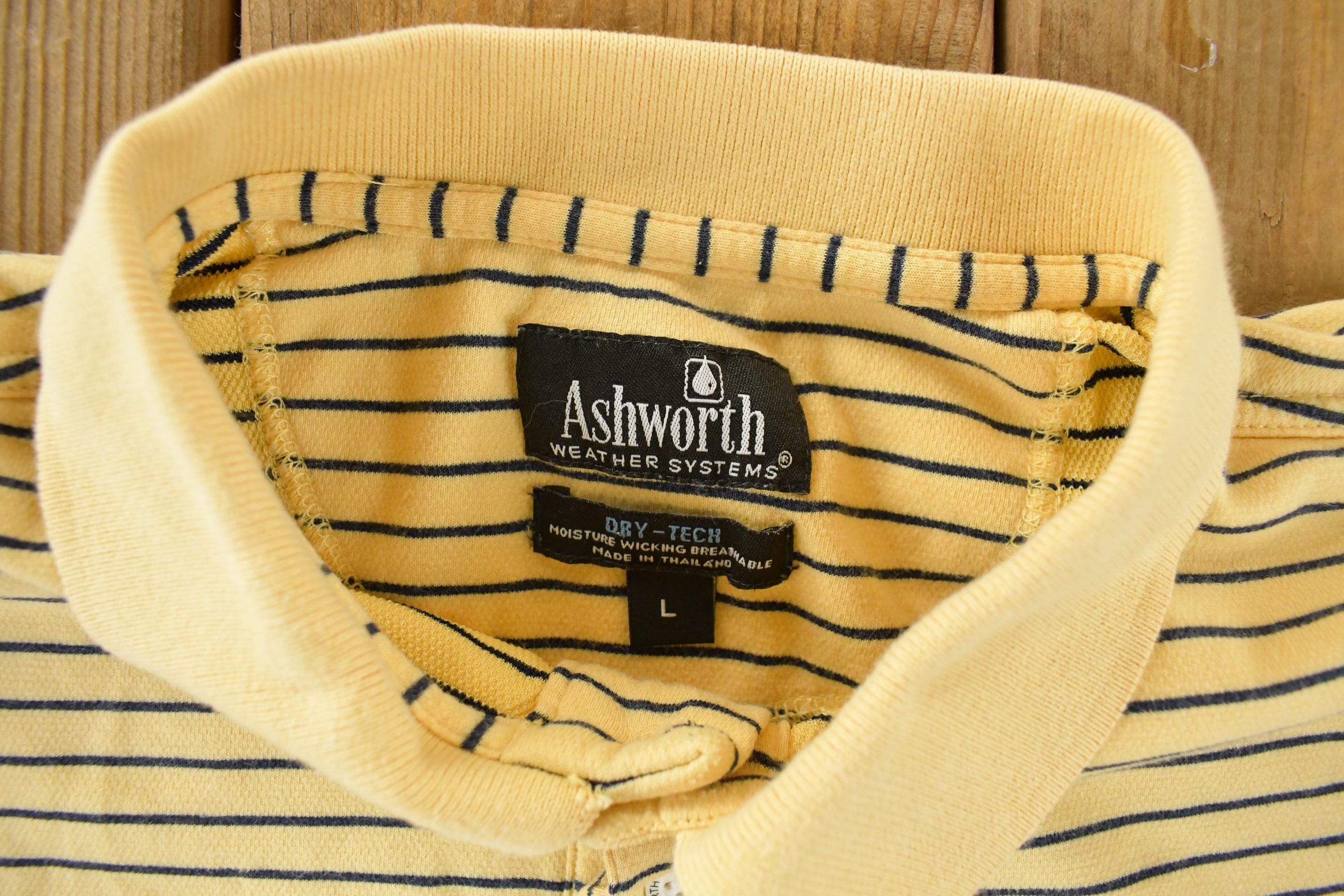 Vintage 1990s Ashworth Striped Rugby Shirt Men's Large - Image 5