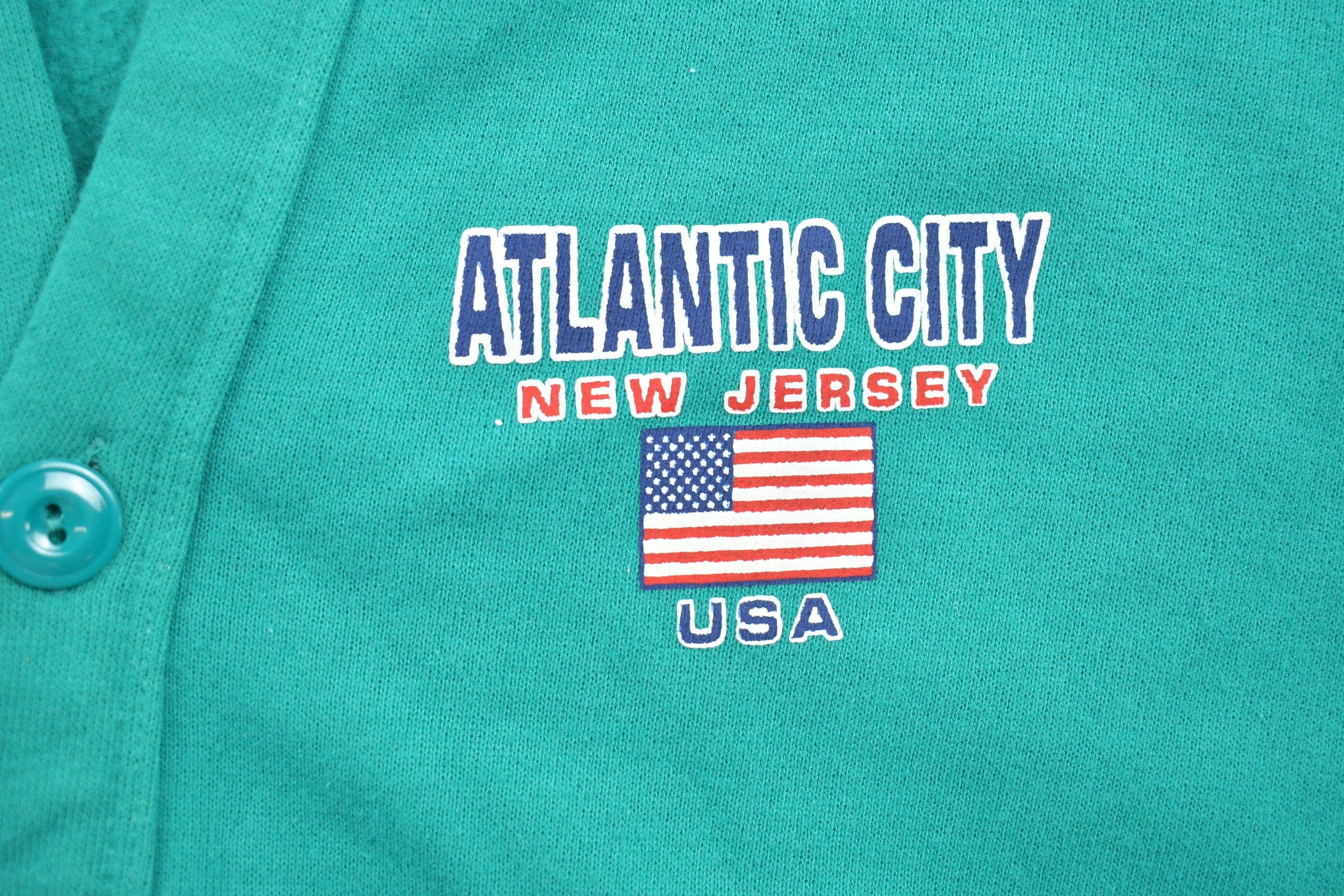 Vintage 1990s Atlantic City New Jersey Cardigan Sweater Men's Medium - Image 4