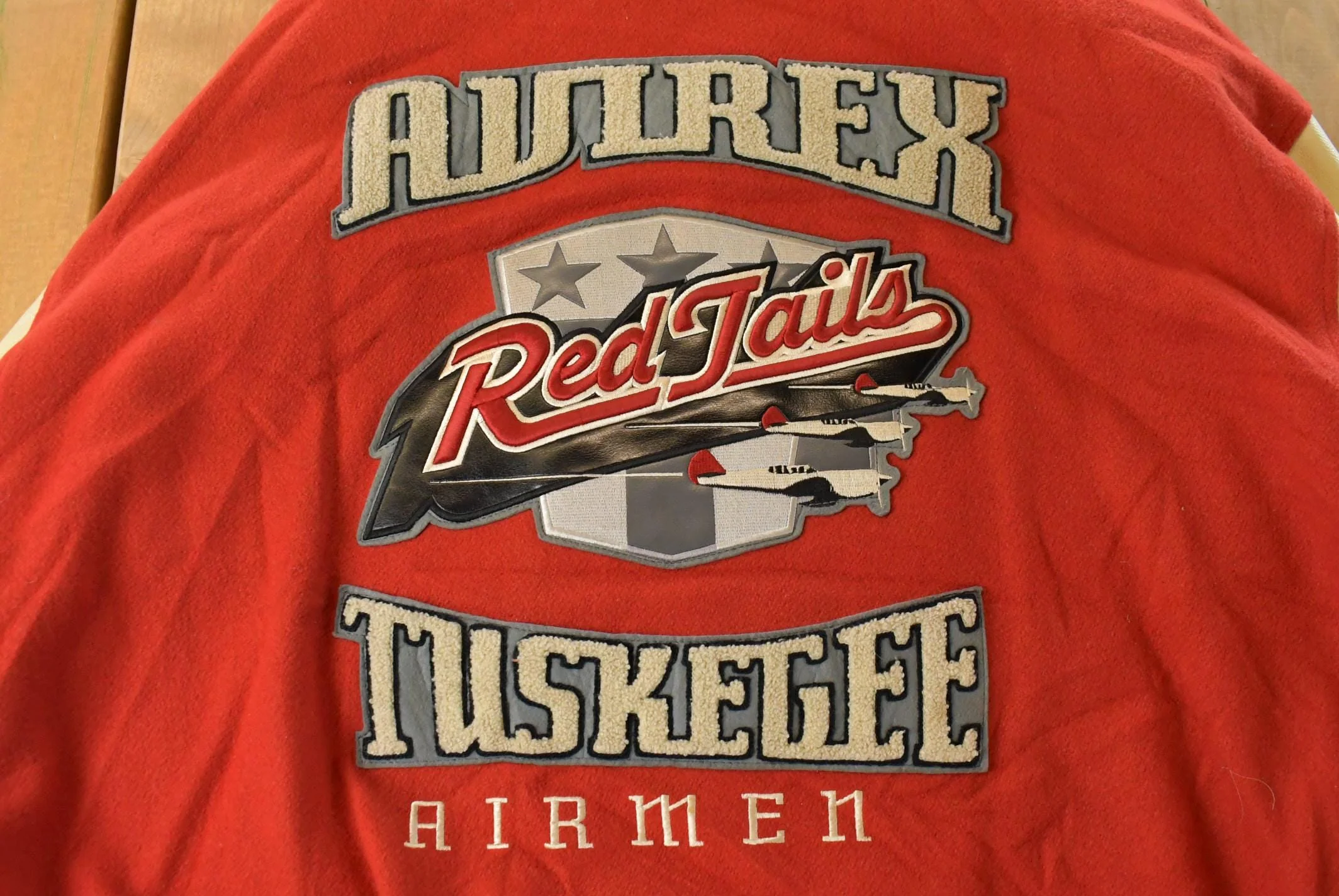 Vintage 1990s Avirex Tuskegee Airmen Wool Leather Varsity Jacket Men's 5X - Image 8