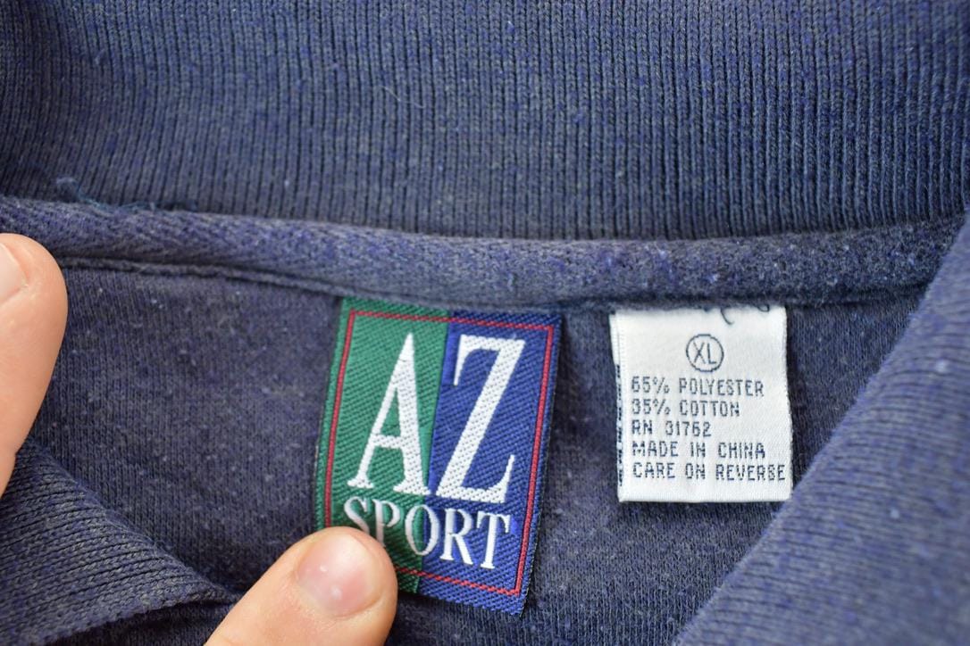 Vintage 1990s AZ Sport Colour Block Collared Sweatshirt Made In USA Men's XL - Image 4