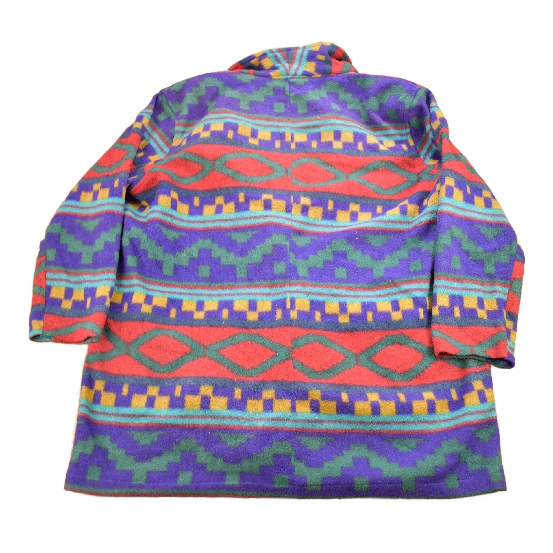 Vintage 1990s Aztec Theme All Over Print Fleece Sweater Men's XL - Image 2